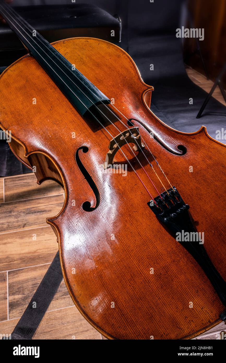 professional cello made by a luthier Stock Photo Alamy