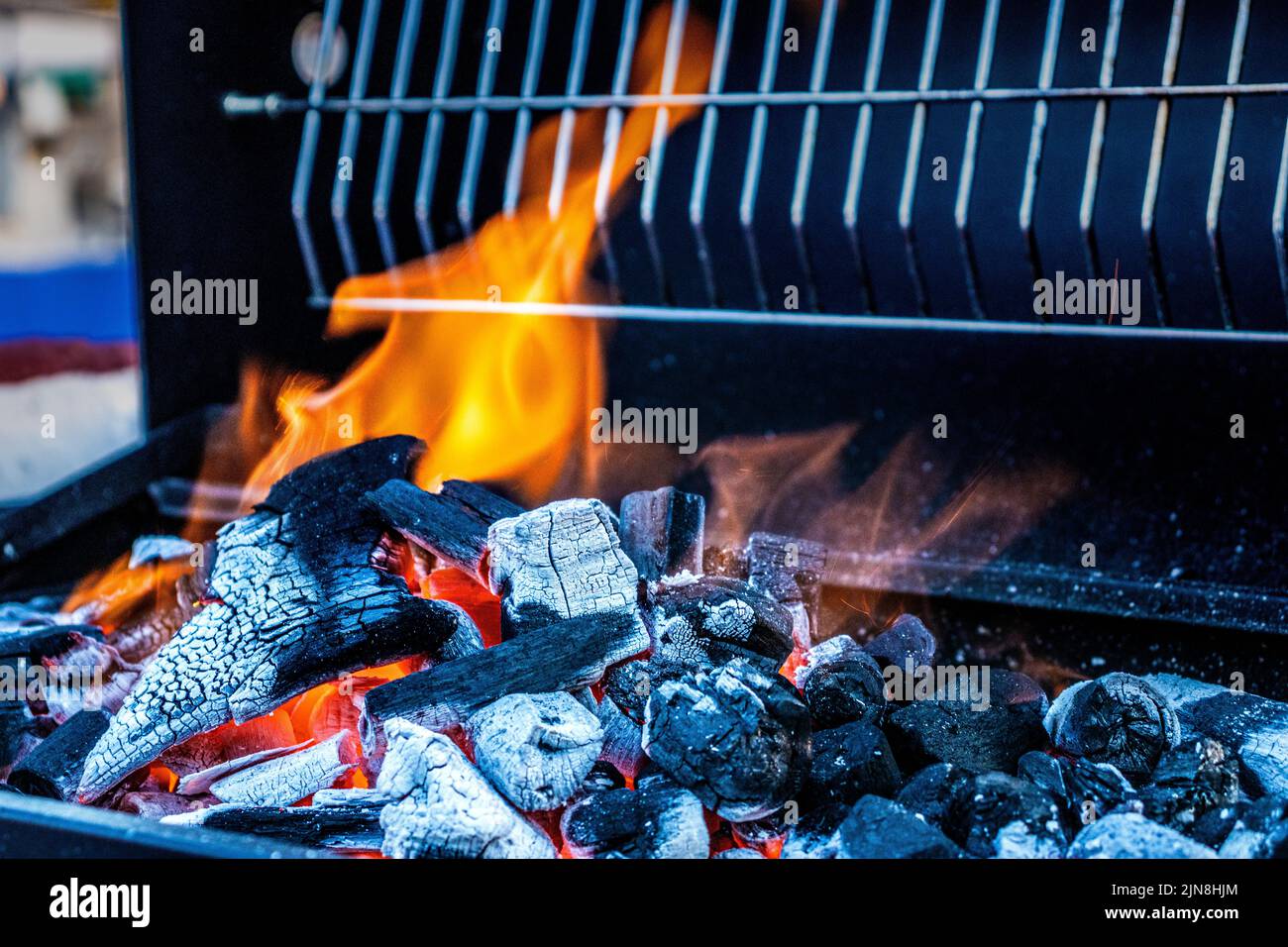 preparing the barbecue fire for cooking Stock Photo Alamy