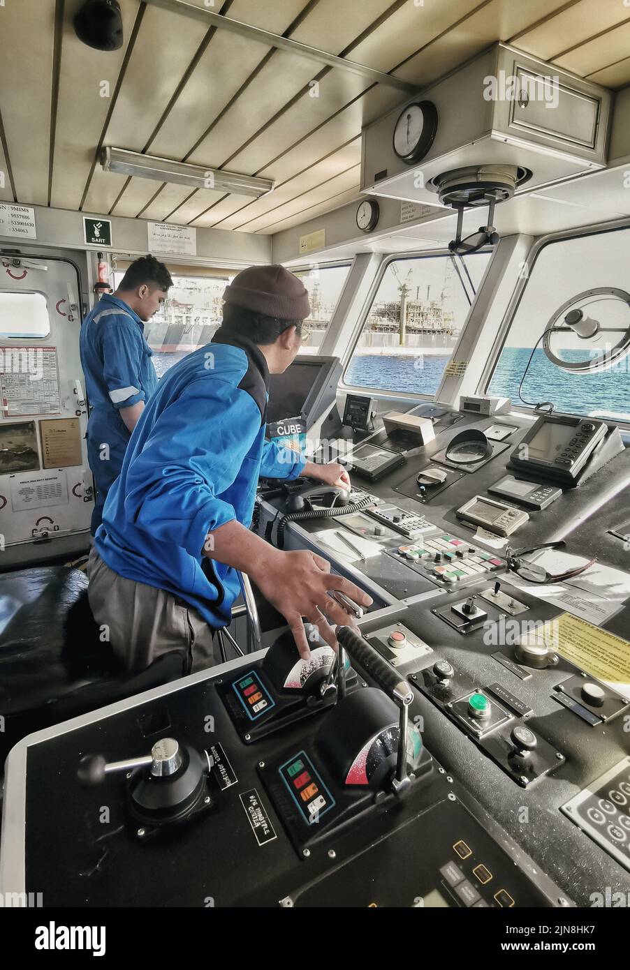 navigation officer maneuver boat approaching FPSO or storage tanker at