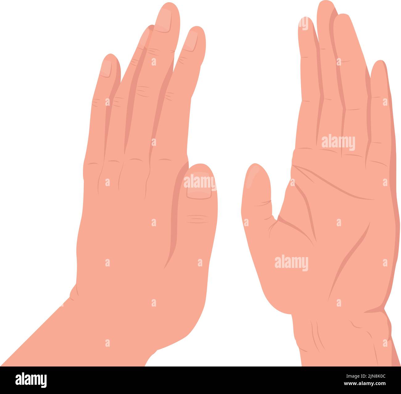 Up five semi flat color vector hand gesture Stock Vector