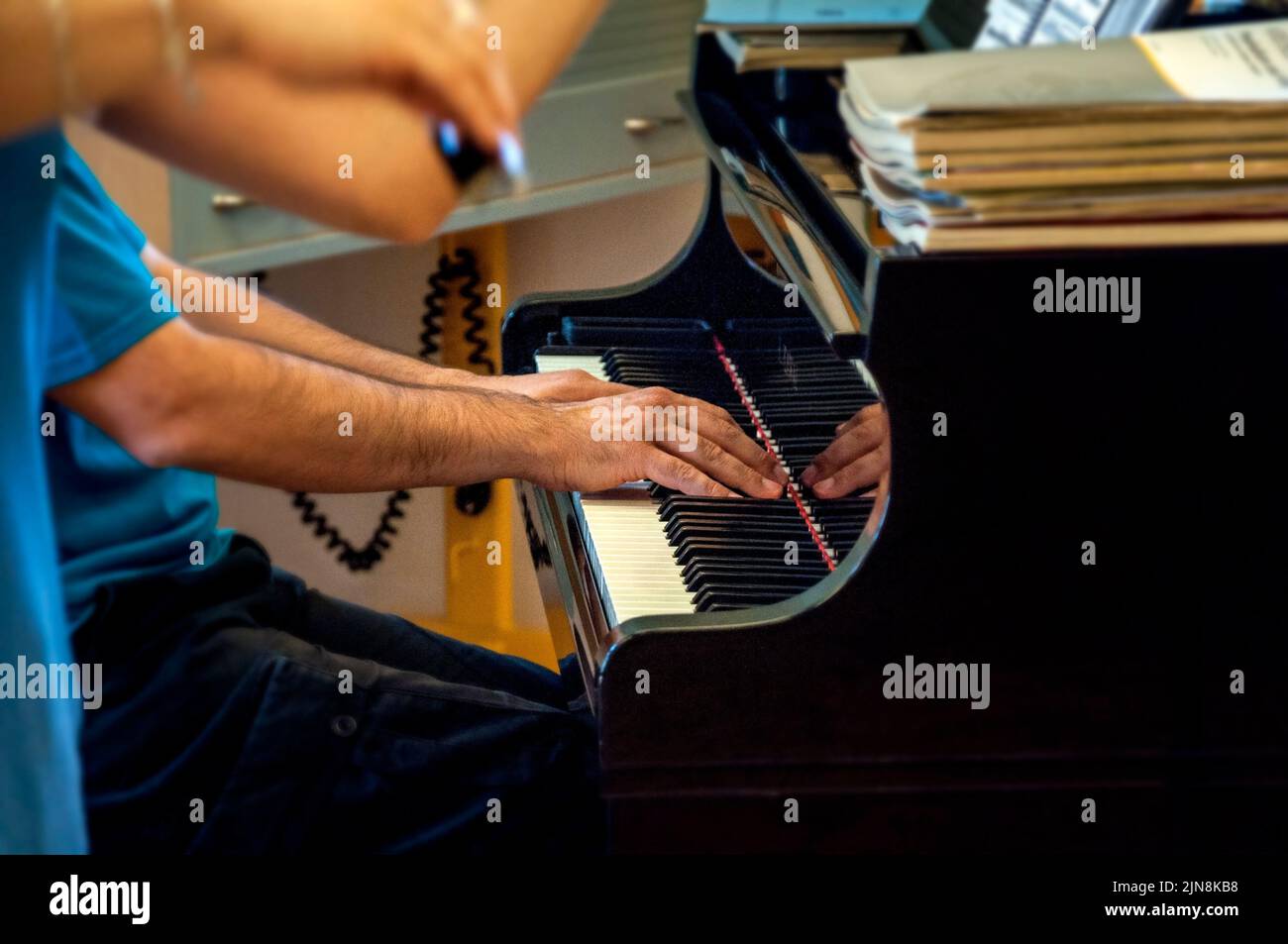 Pianists studying at the music study center Stock Photo