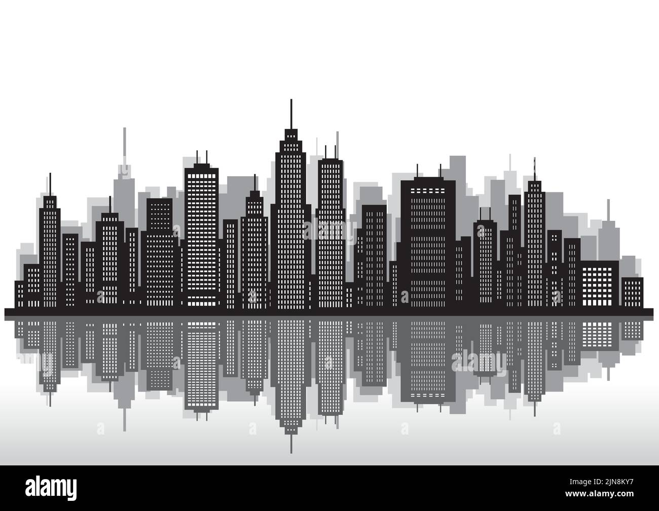 Cityscape With Skyscrapers Isolated On A White Background. Vector ...