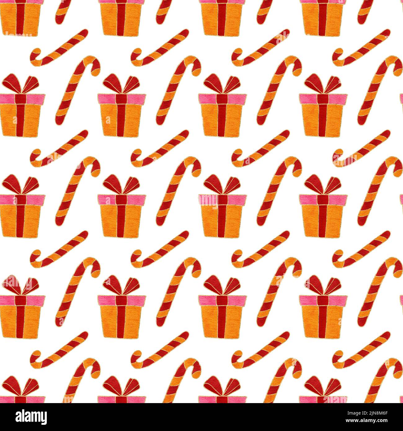 Watercolor christmas seamless pattern on white Stock Photo - Alamy