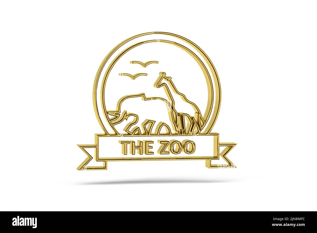 Golden 3d zoo icon isolated on white background - 3d render Stock Photo