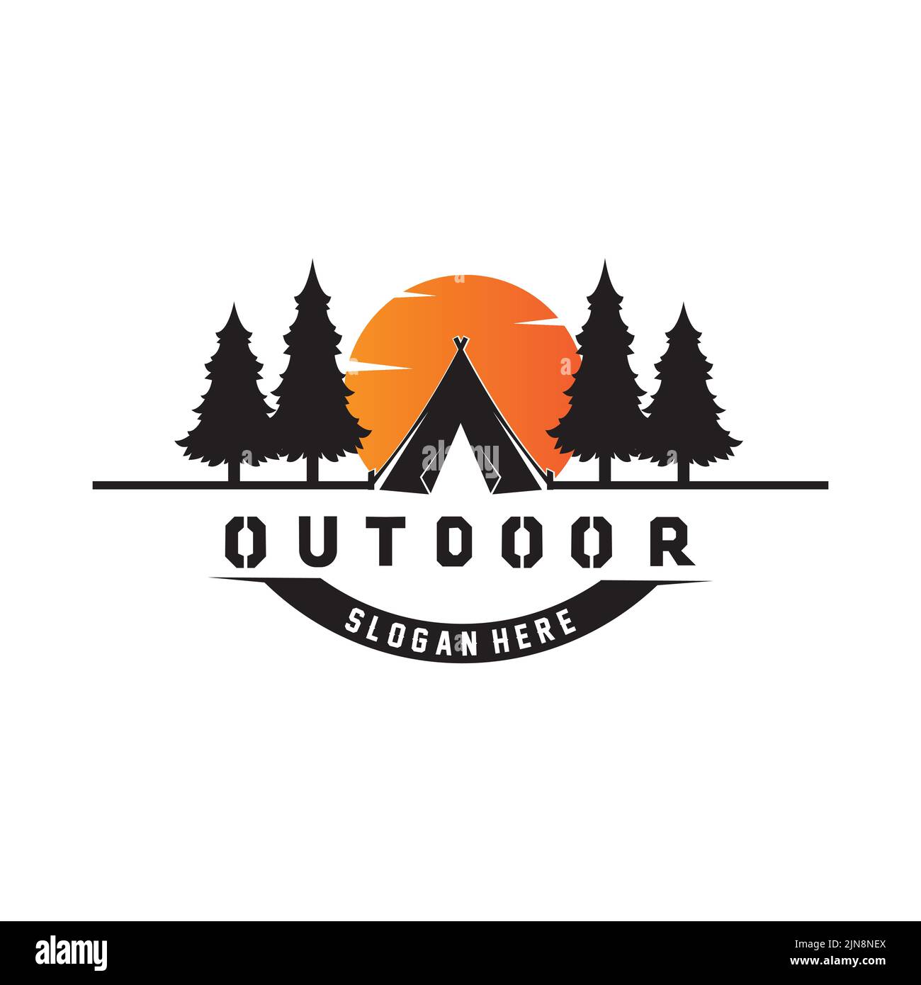 camping/outdoor logo icon vector. concept retro illustration design Stock Vector