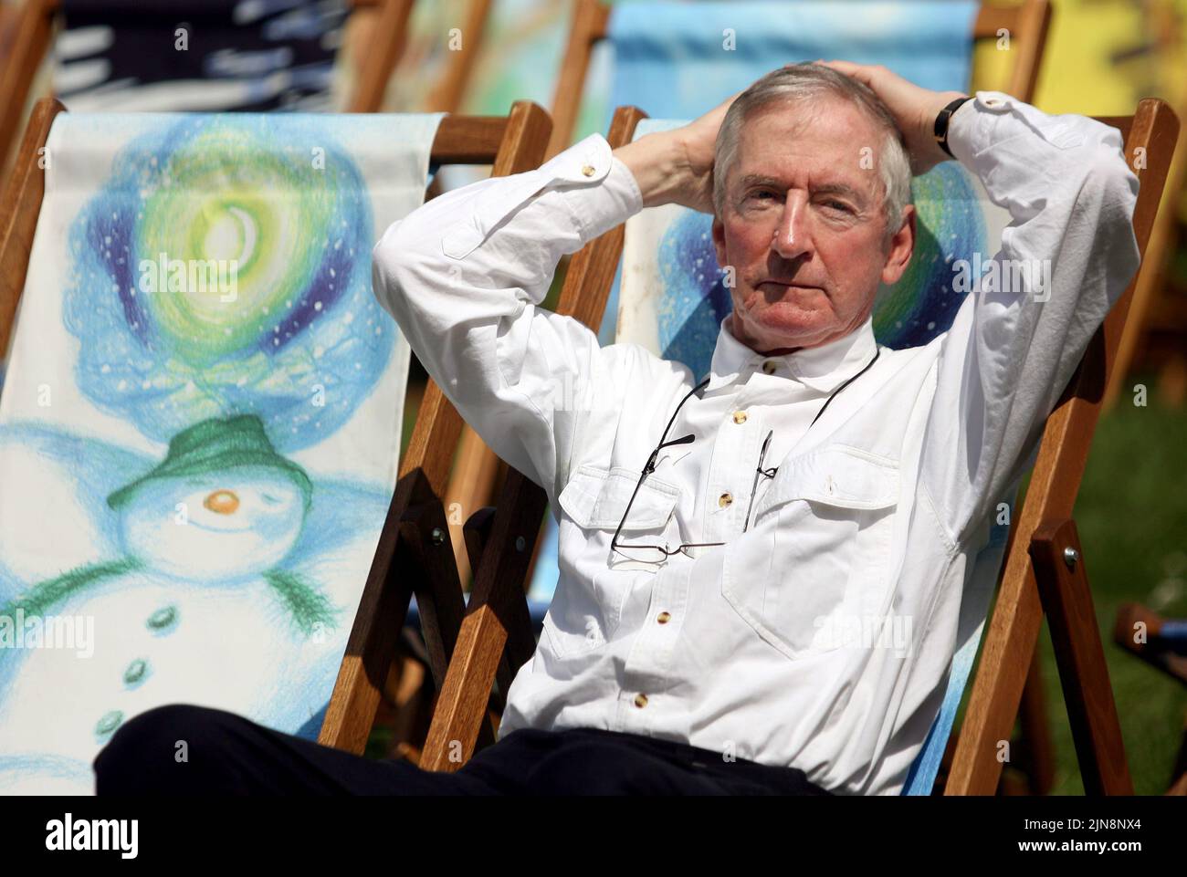 File photo dated 29/05/08 of author Raymond Briggs posing for media in a designer deckchair in Hyde Park, London. Author and illustrator Raymond Briggs, who is best known for the 1978 classic The Snowman, has died aged 88, his publisher Penguin Random House said. Issue date: Wednesday August 10, 2022. Stock Photo