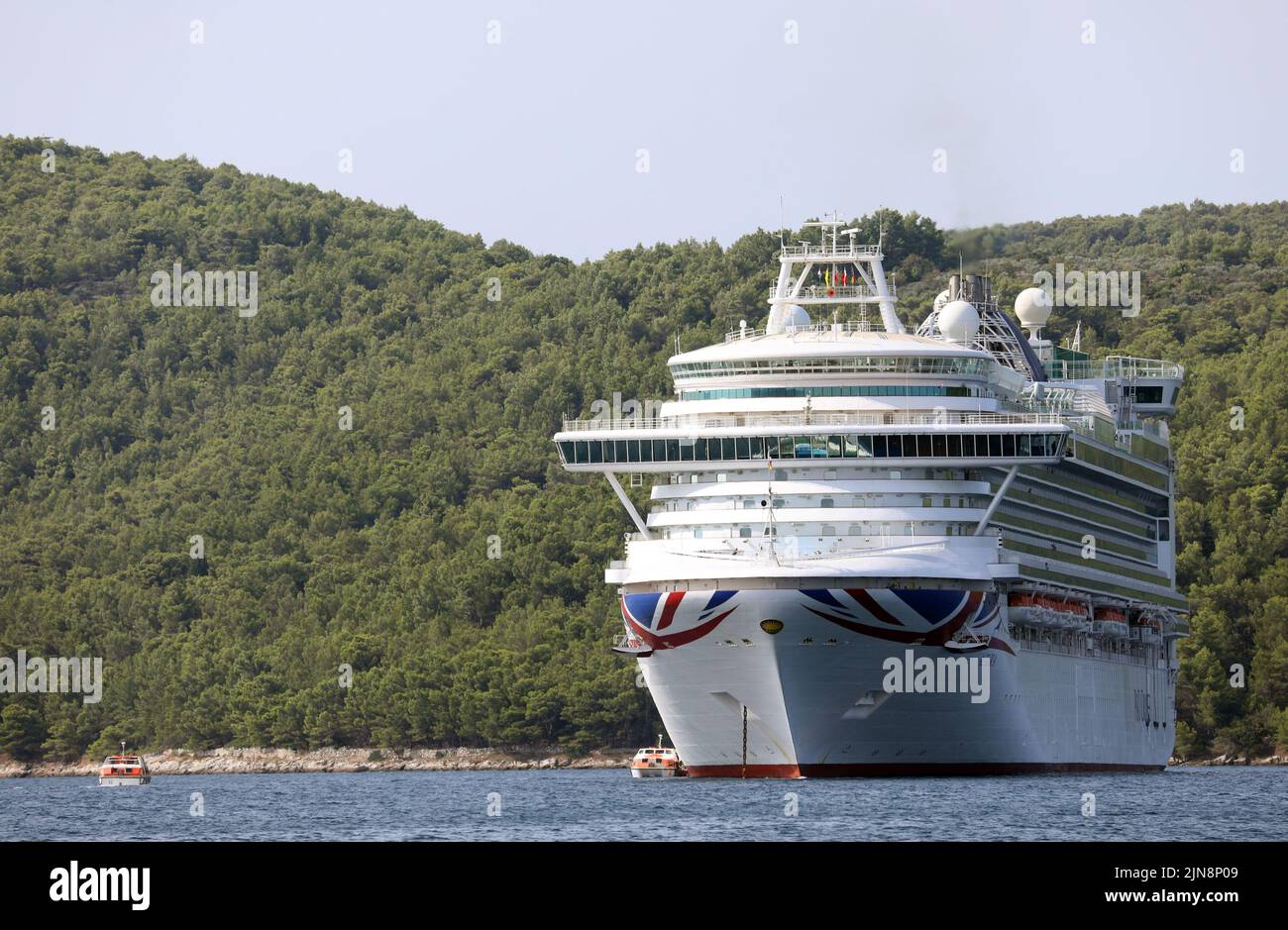 Cruiser Azura, which sails under the Bermuda flag, due to