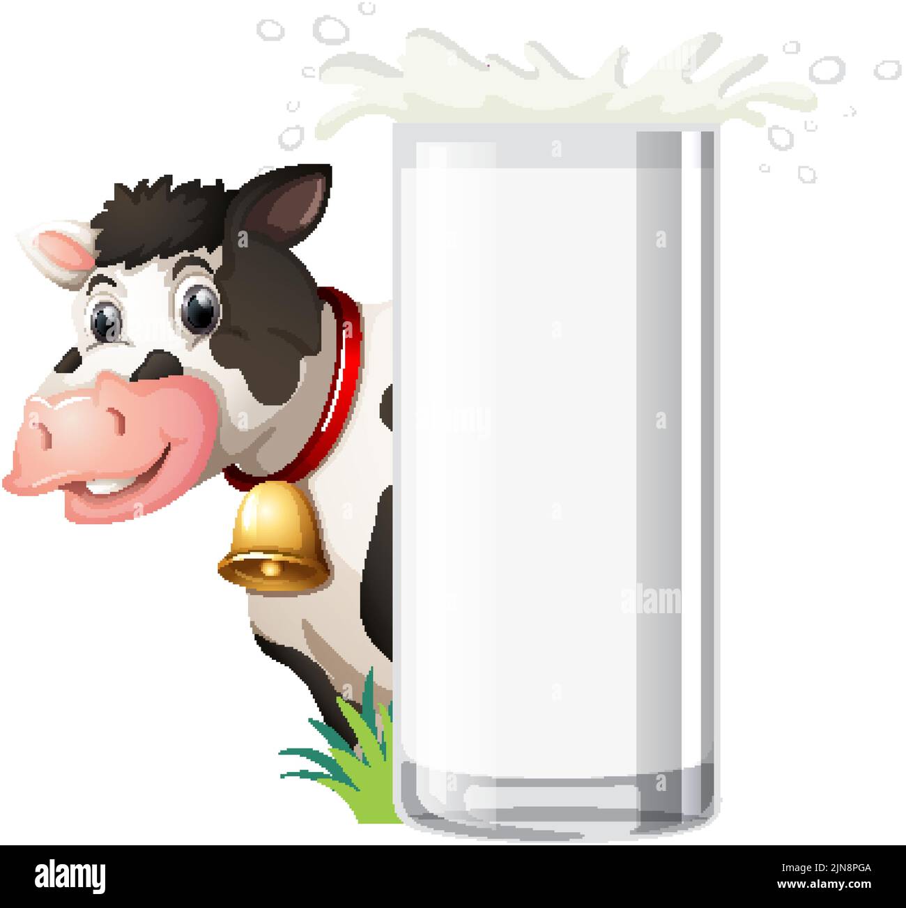 Cartoon cow with a glass of milk illustration Stock Vector Image & Art ...