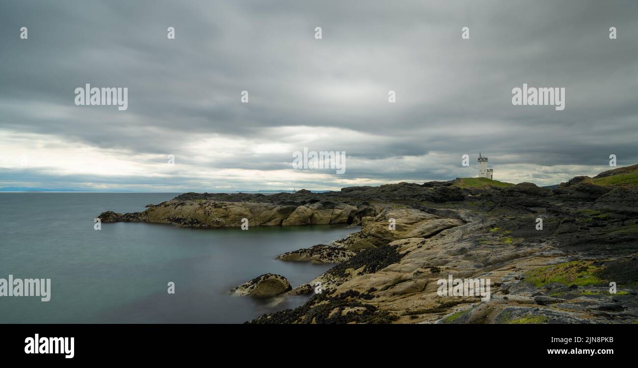 A panorama view of the Elie Lighthouse on the Firth of Forth in Scotland Stock Photo