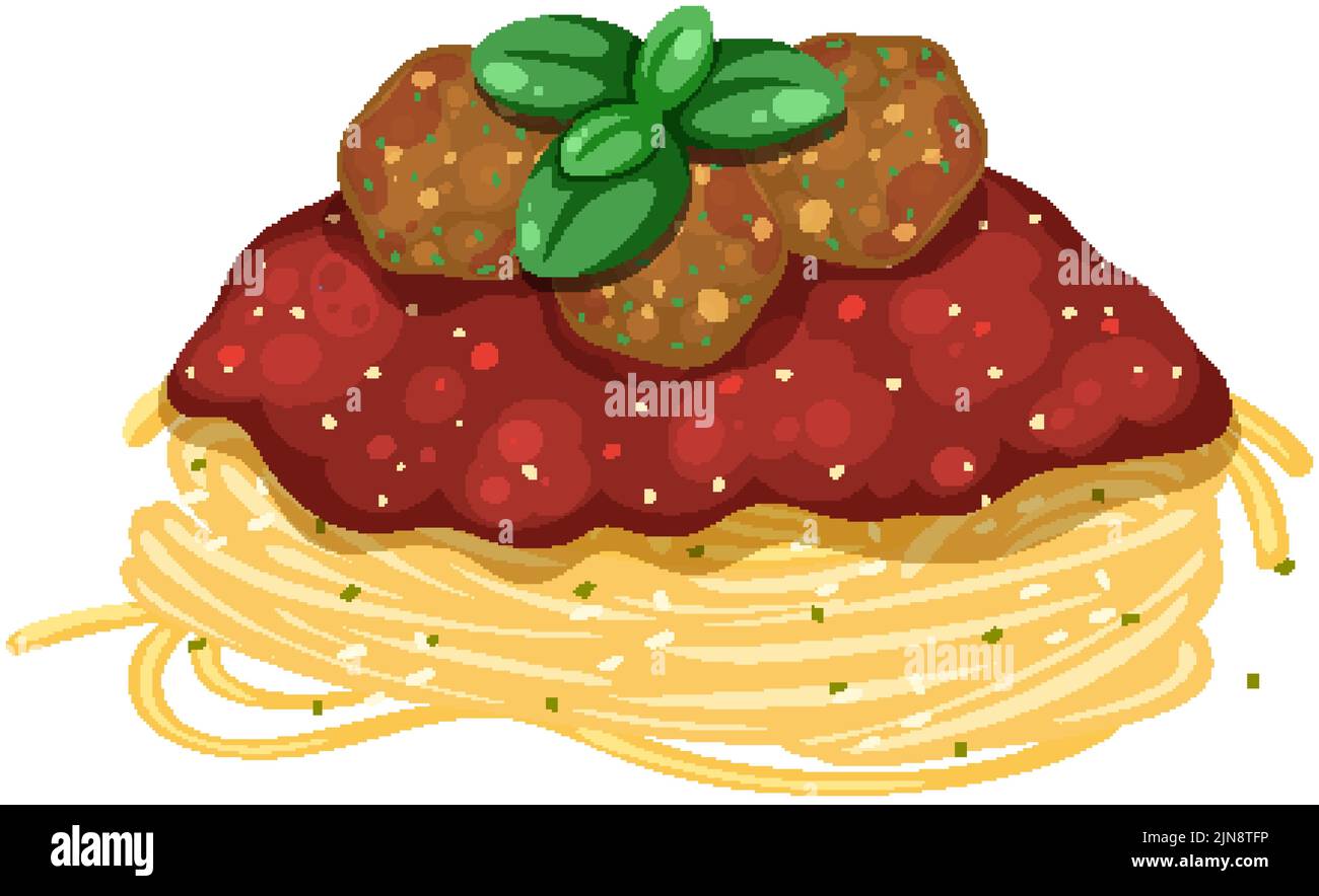 Spaghetti pasta with bolognese sauce illustration Stock Vector Image & Art Alamy