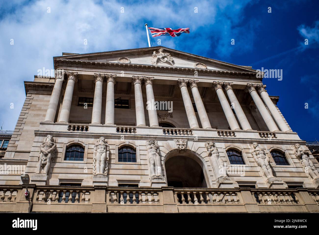 The Bank of England HQ London. The UK Central Bank, the Bank of England BoE HQ Threadneedle St in the City of London Financial District. Stock Photo