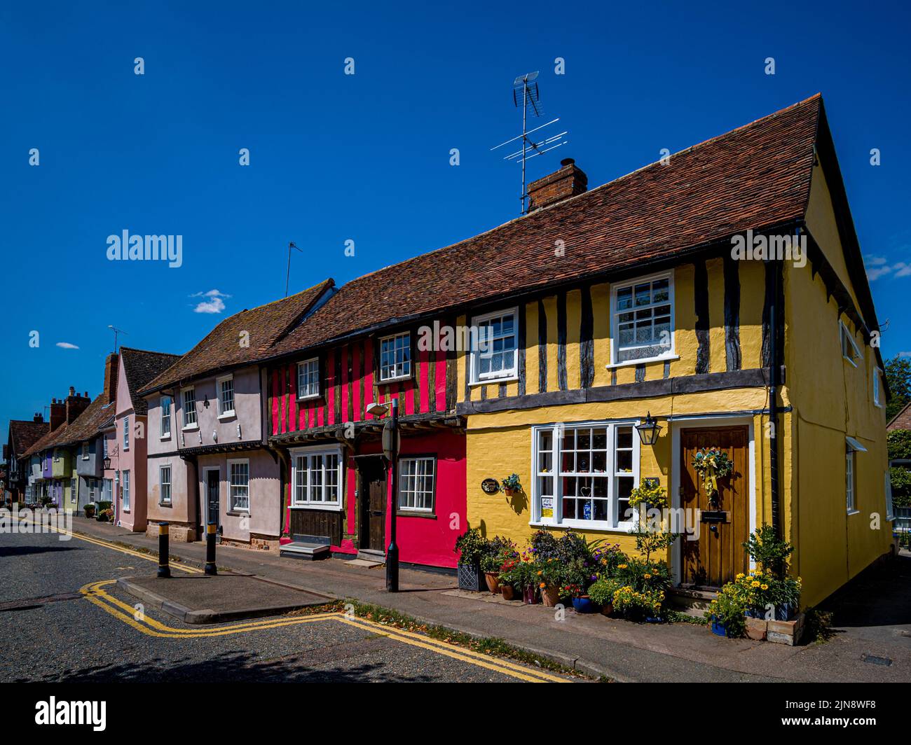 Saffron Walden North Essex UK.  Traditional half timbered houses on Castle Street in Saffron Walden. Stock Photo