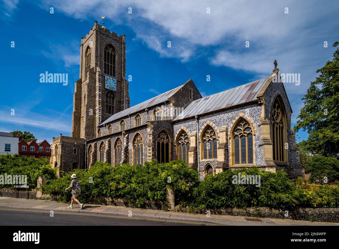 St Giles' Church Norwich is a Church of England Grade I listed parish church in Norwich UK - medieval with c19th restoration. St Giles on the Hill. Stock Photo
