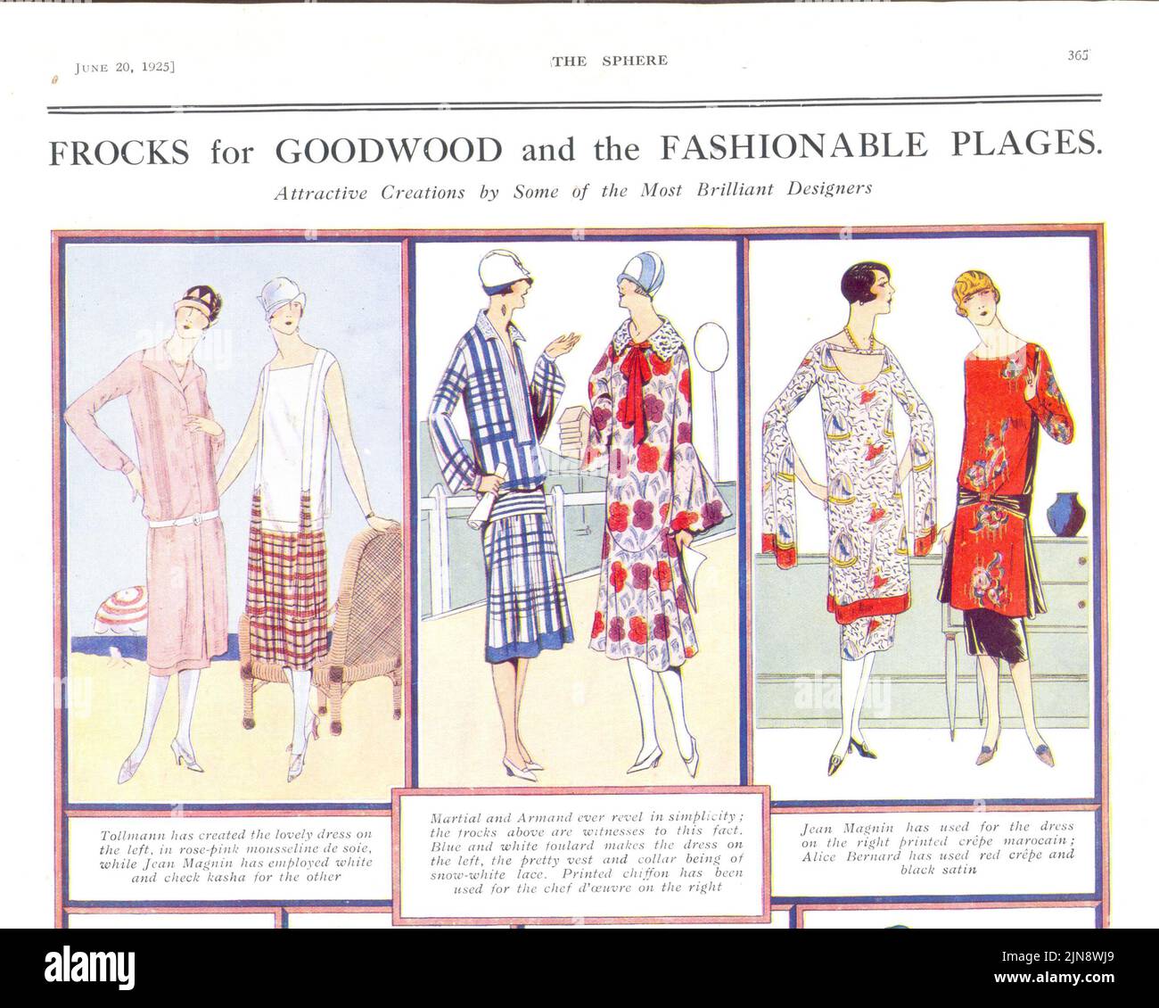 Frocks for Goodwood and the Fashionable Places Creations by Some of the Most Brilliant Designers from The Sphere 20 June 1925 Stock Photo