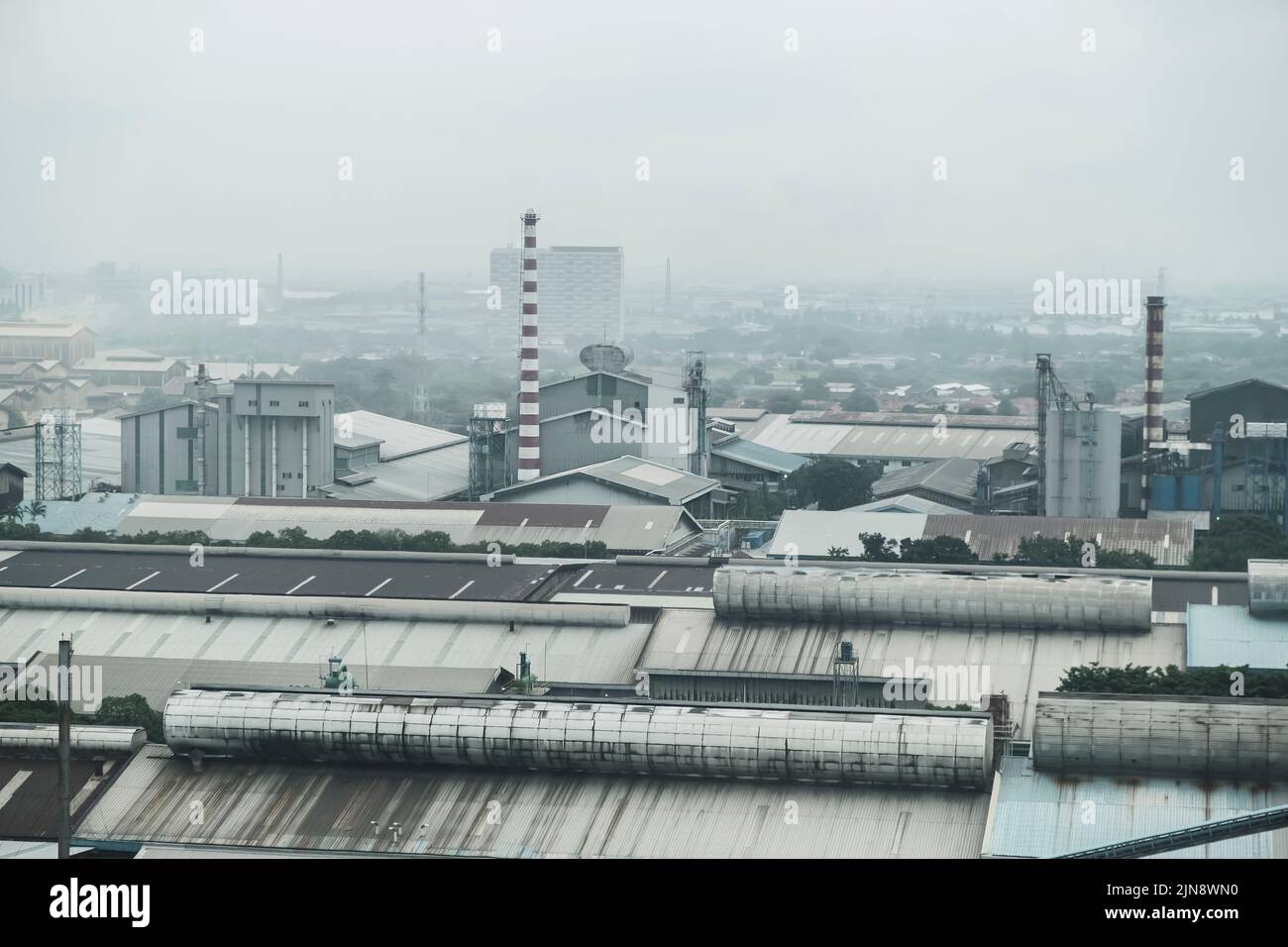 Glass factory. Top view of the piles of crushed glass on the territory of the glass factory