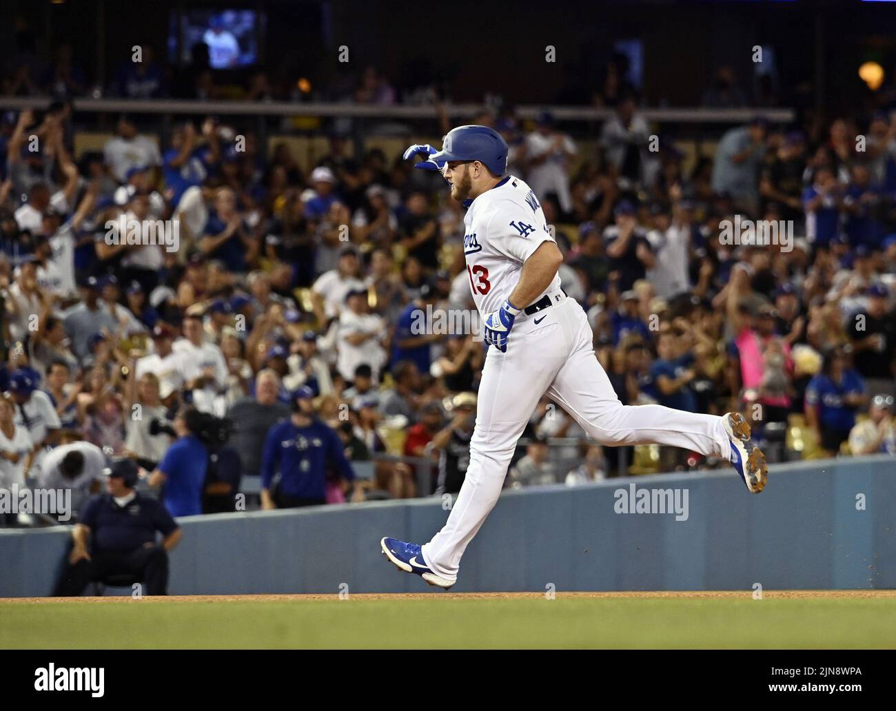 Los Angeles, United States. 10th Aug, 2022. Los Angeles Dodgers Max Muncy rounds the bases after hitting a solo home run to right center off Minnesota Twins starting pitcher Joe Ryan during the fourth inning at Dodger Stadium on Tuesday, August 9, 2022. Photo by Jim Ruymen/UPI Credit: UPI/Alamy Live News Stock Photo
