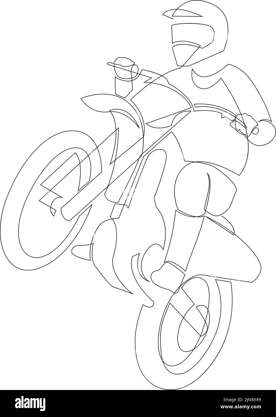 Continuous line drawing of motocross competition. One line motor racing concept. Vector illustration Stock Vector