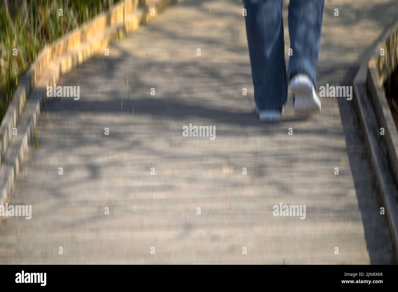 Tourist walk on the deck path Stock Photo