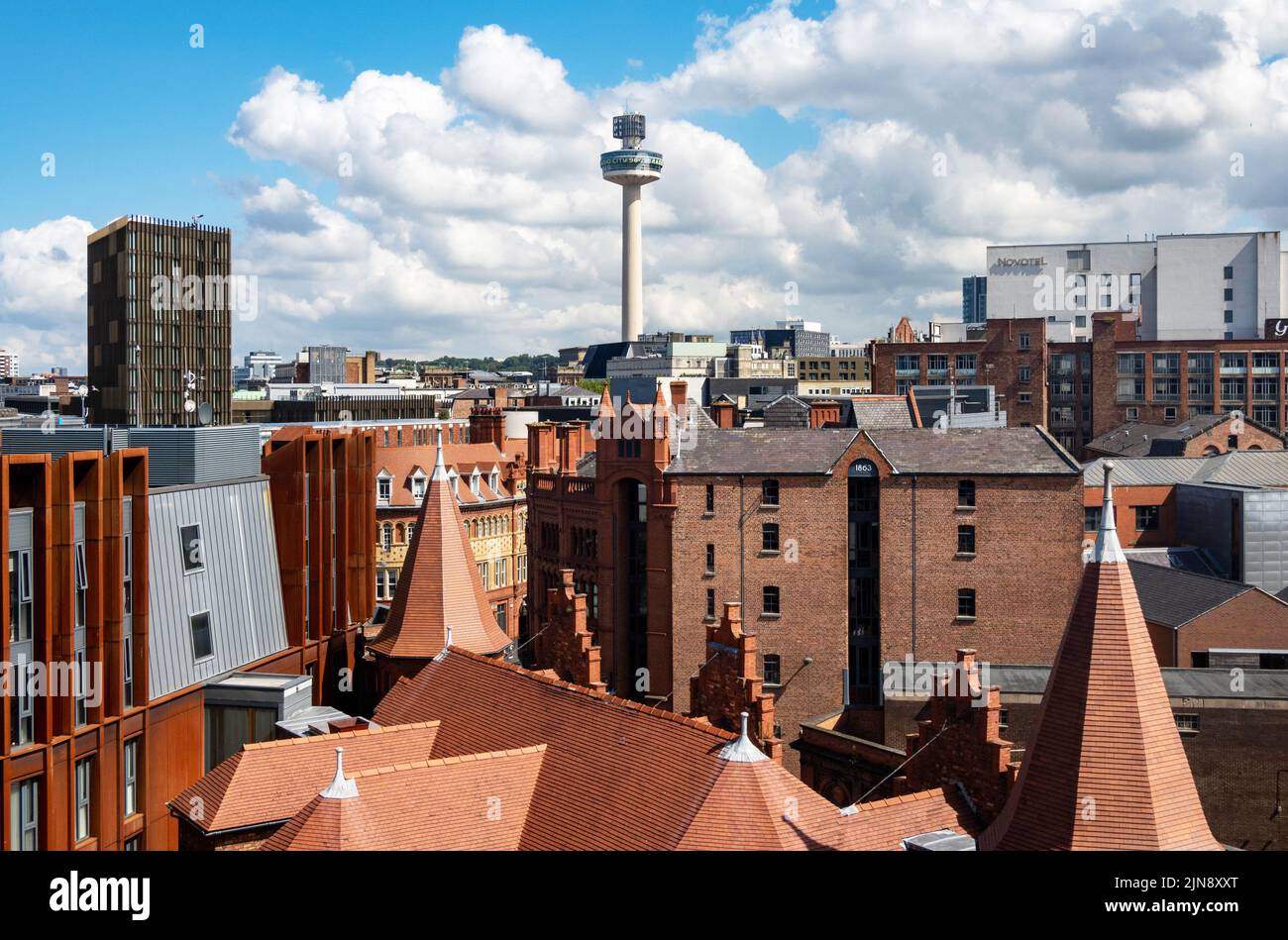 Looking out over the Liverpool rooftops at the Radio City 96.7 Tower Stock Photo