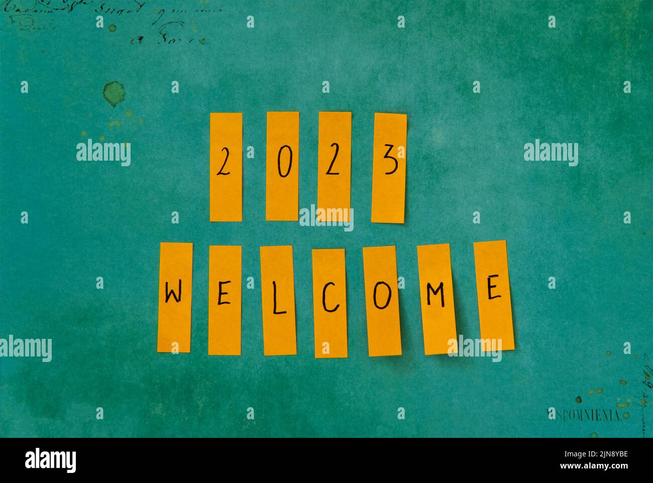 2023 goals. Paper post it notes with 2023 goals written. Concept photo