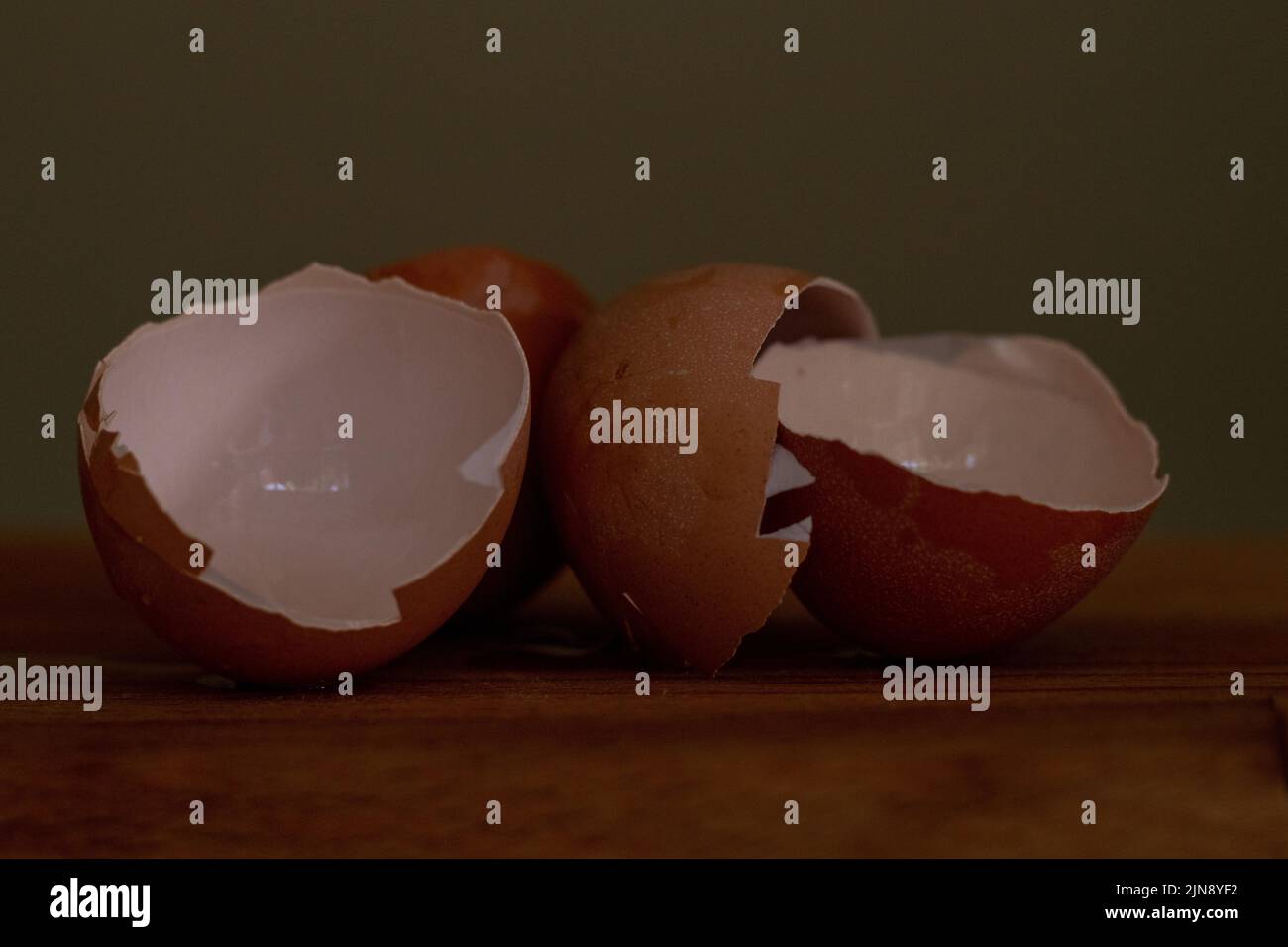 Two egg shells broken in half Stock Photo