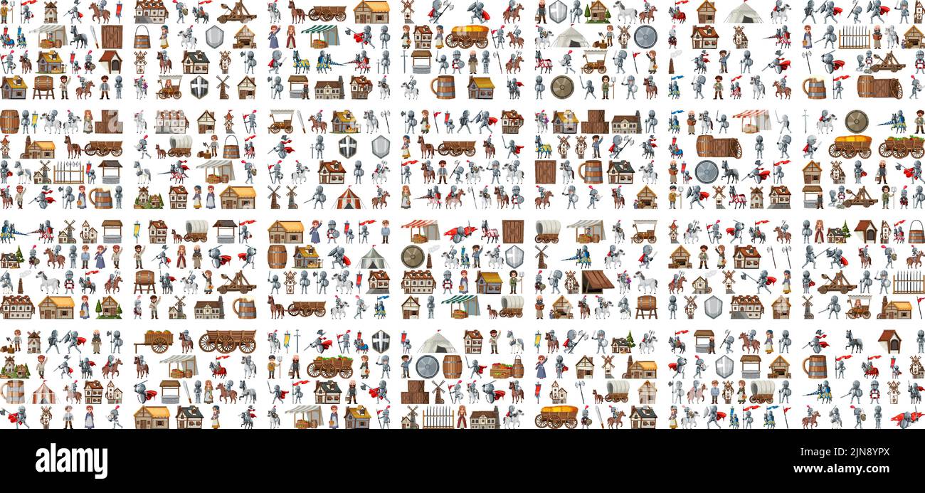 Medieval Instruments Cartoon Medieval cartoon characters and objects illustration Stock Vector Image ...