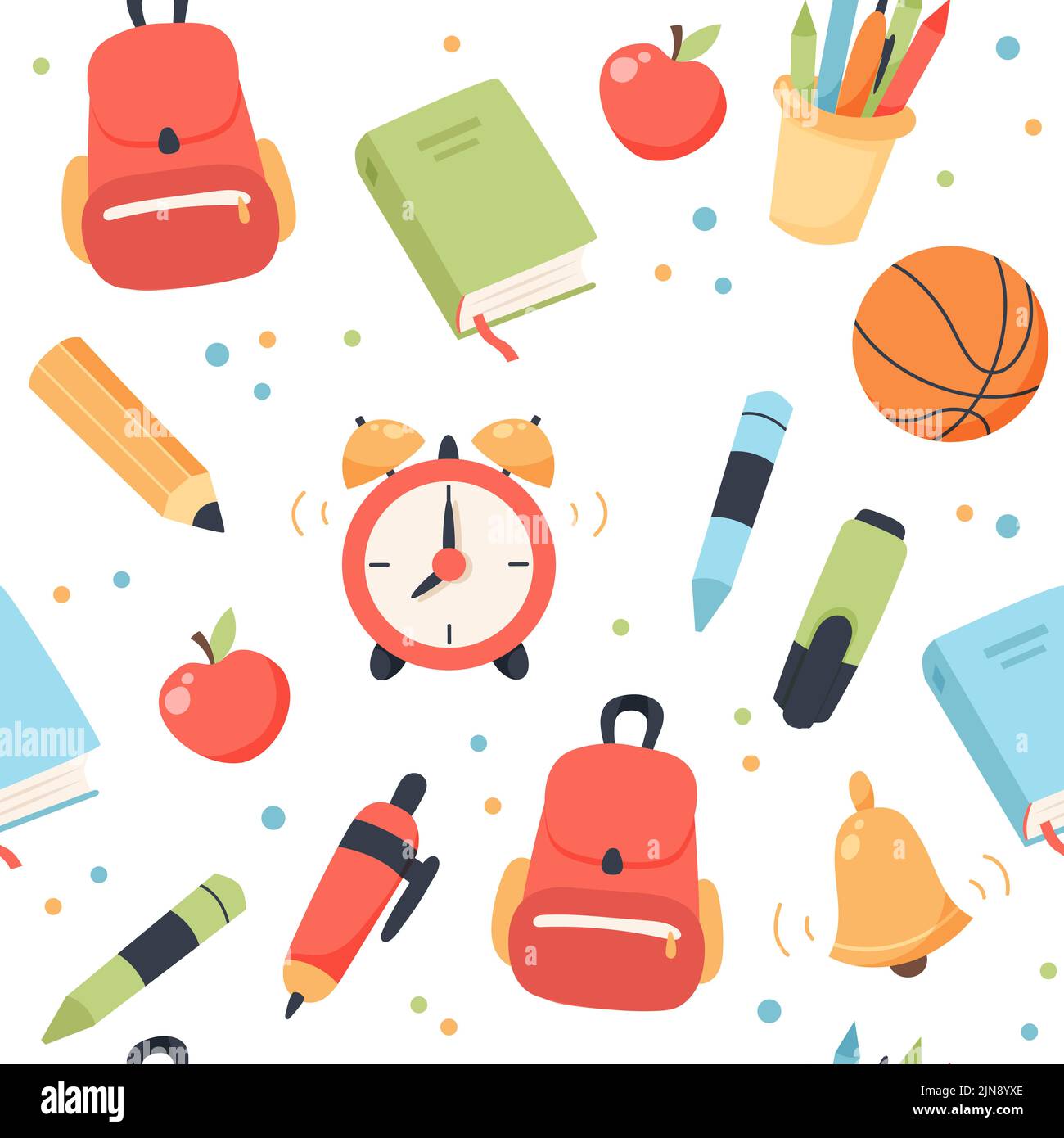 School seamless pattern. Supplies and equipment for learning. Cute ...