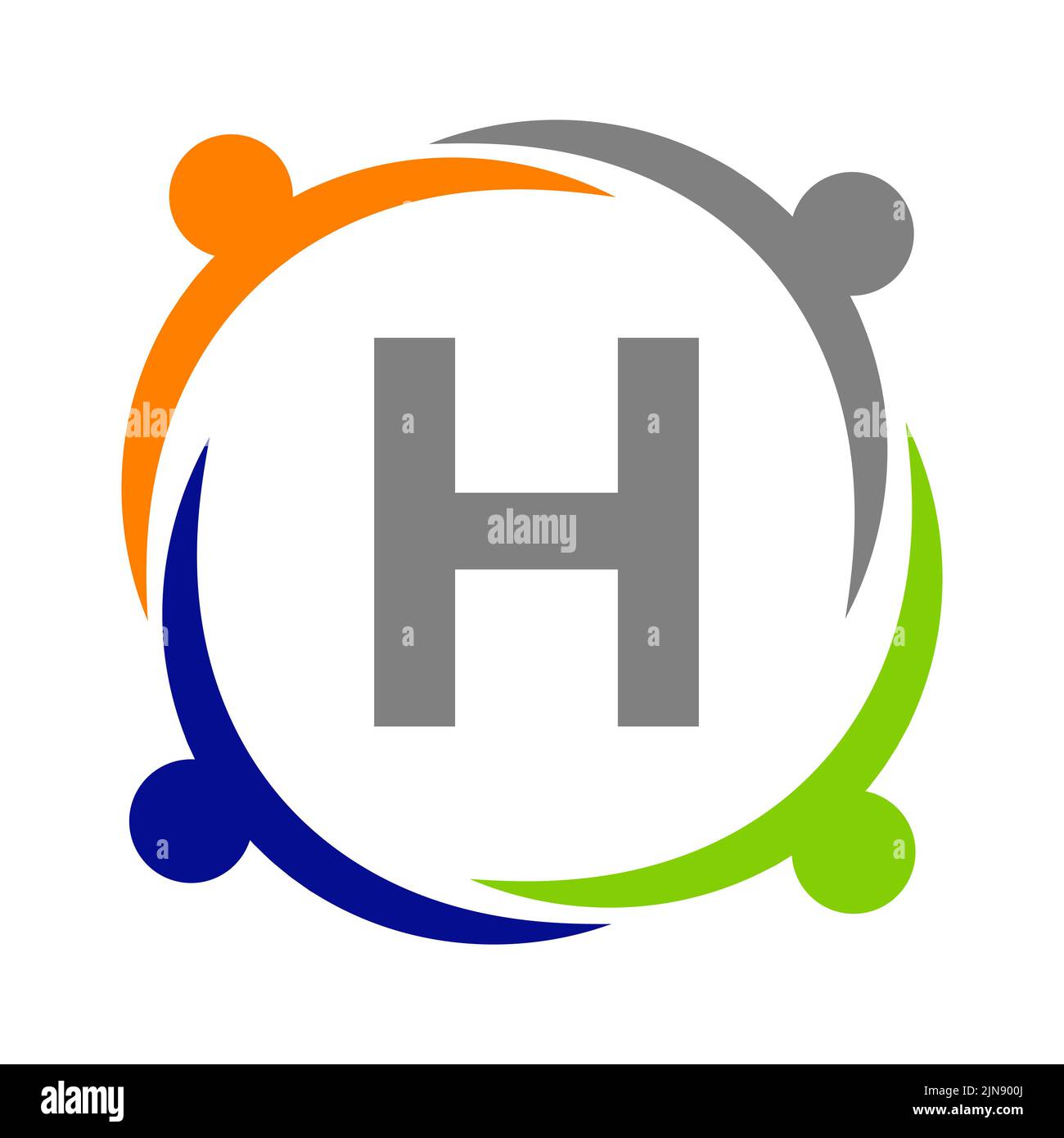 Unity Team Work Logo Design With H Letter Template. Charity Logo ...