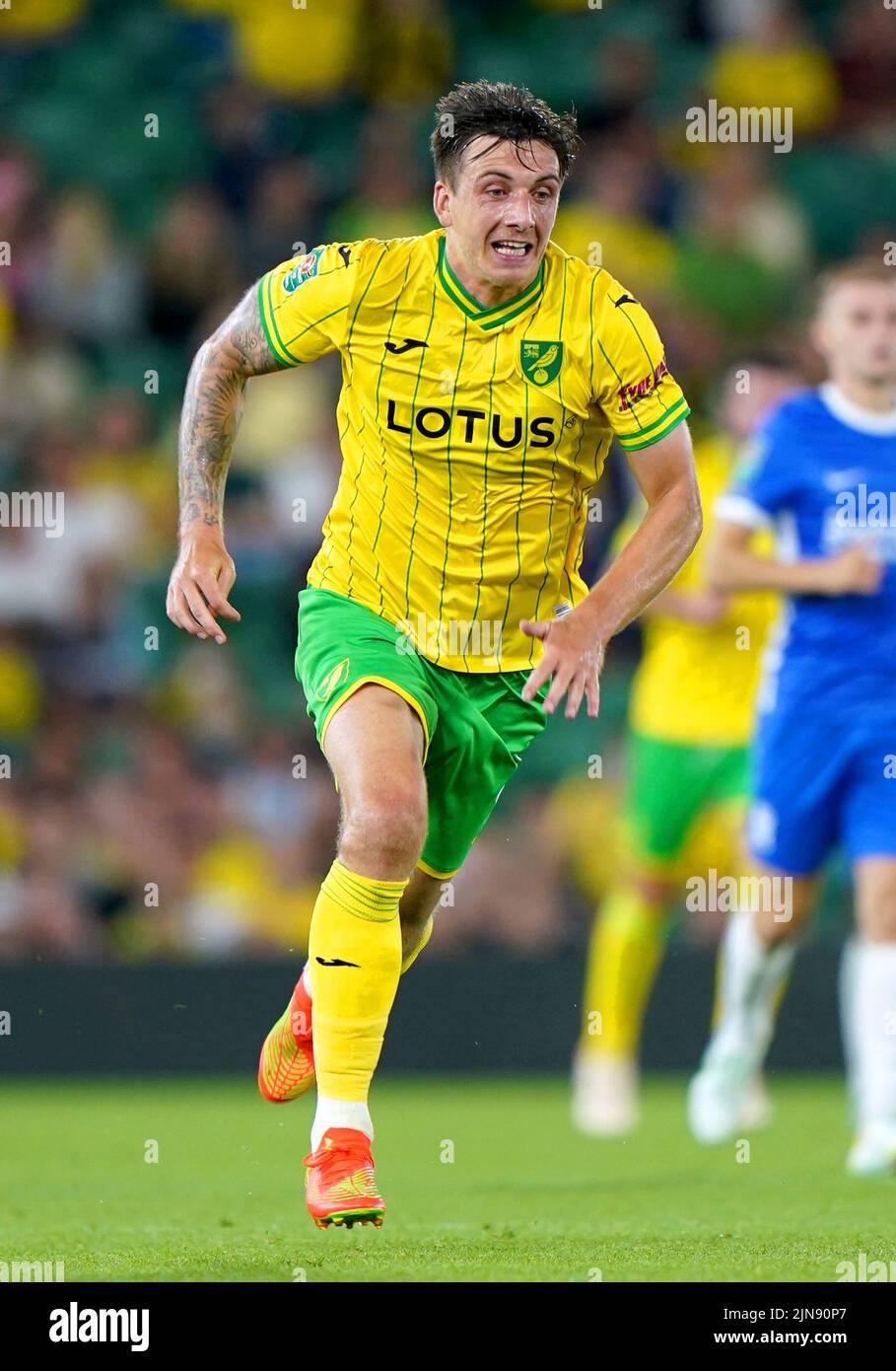 Norwich City's Jordan Hugill during the Carabao Cup, first round match at Carrow Road, Norwich. Picture date: Tuesday August 9, 2022. Stock Photo