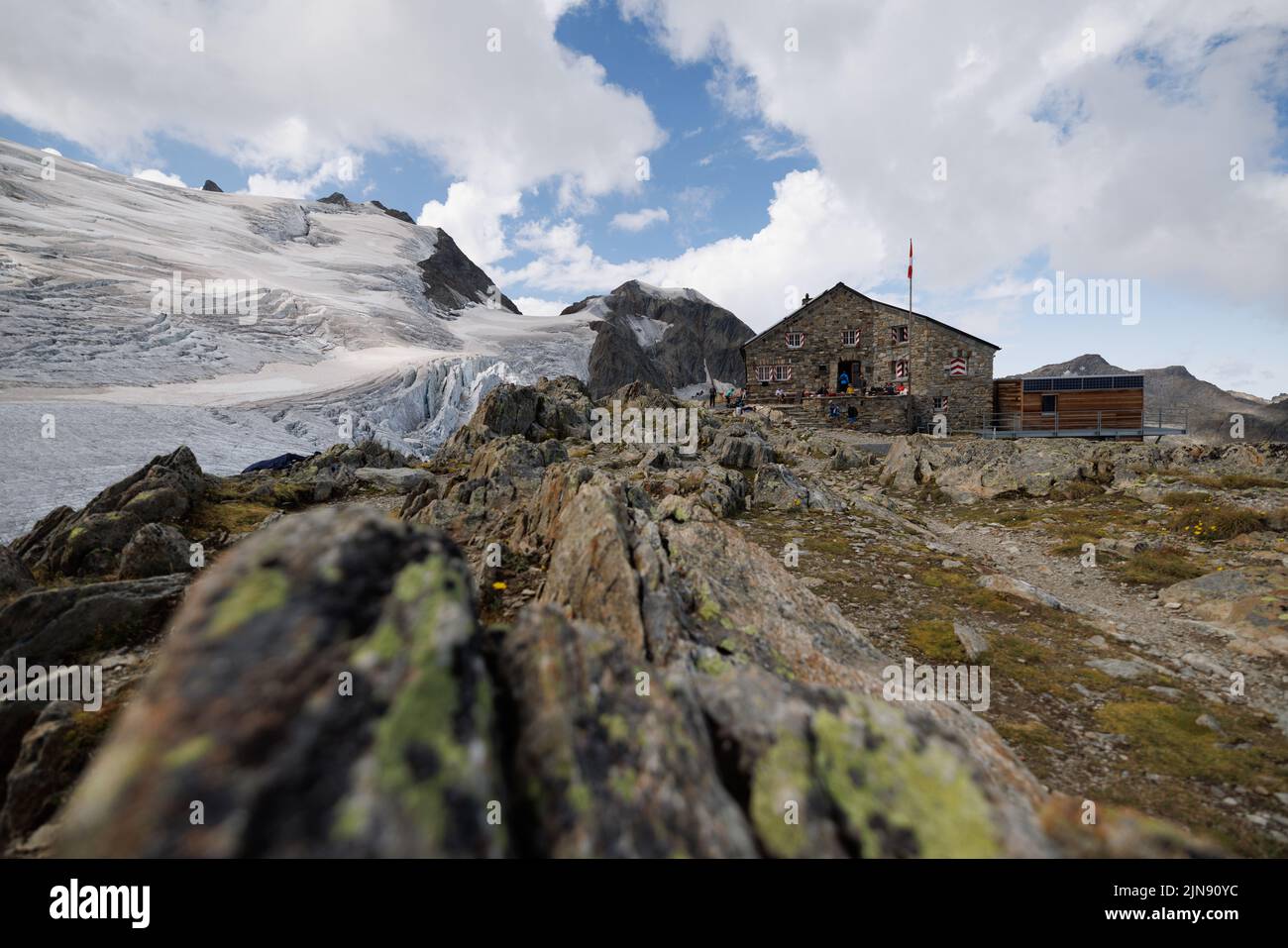 mountain hut of Tierberglihütte SAC in the Swiss Alps Stock Photo