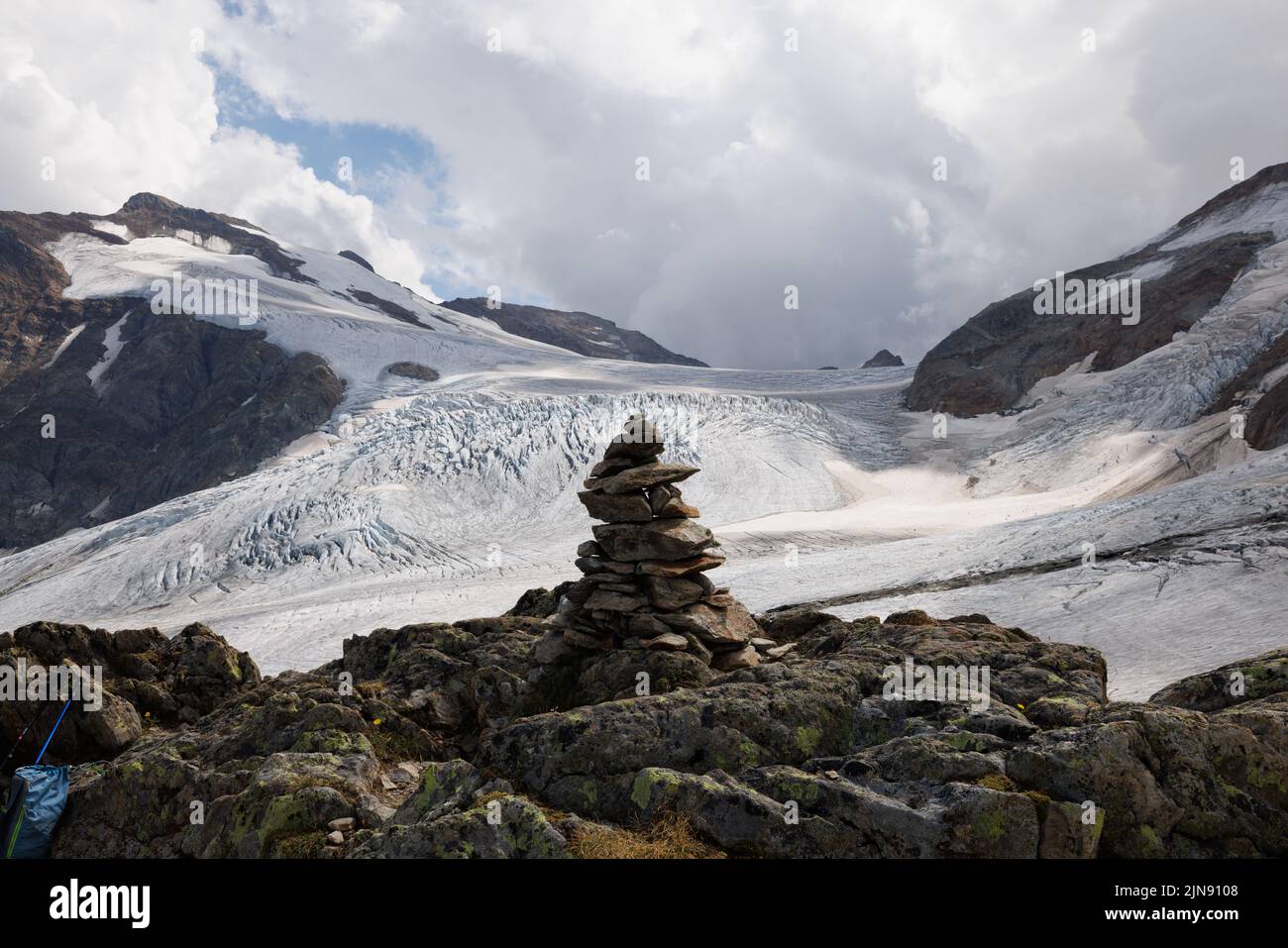 view over the mighty ice of the glacier of Steingletscher in the Bernese Alps Stock Photo