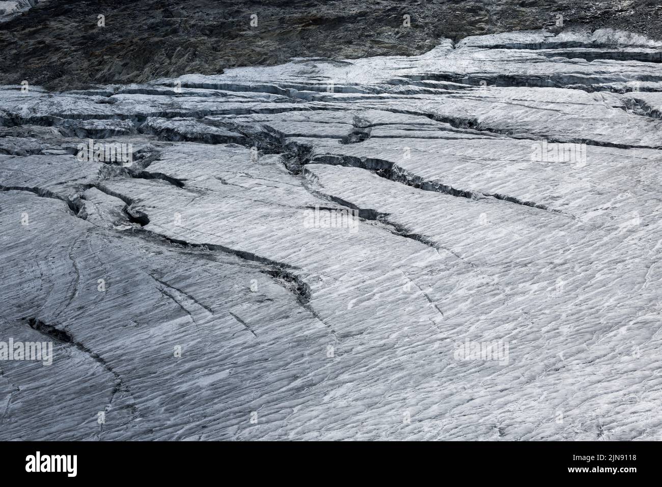 glacial crevasses on the glacier of Steingletscher in the Bernese Alps Stock Photo