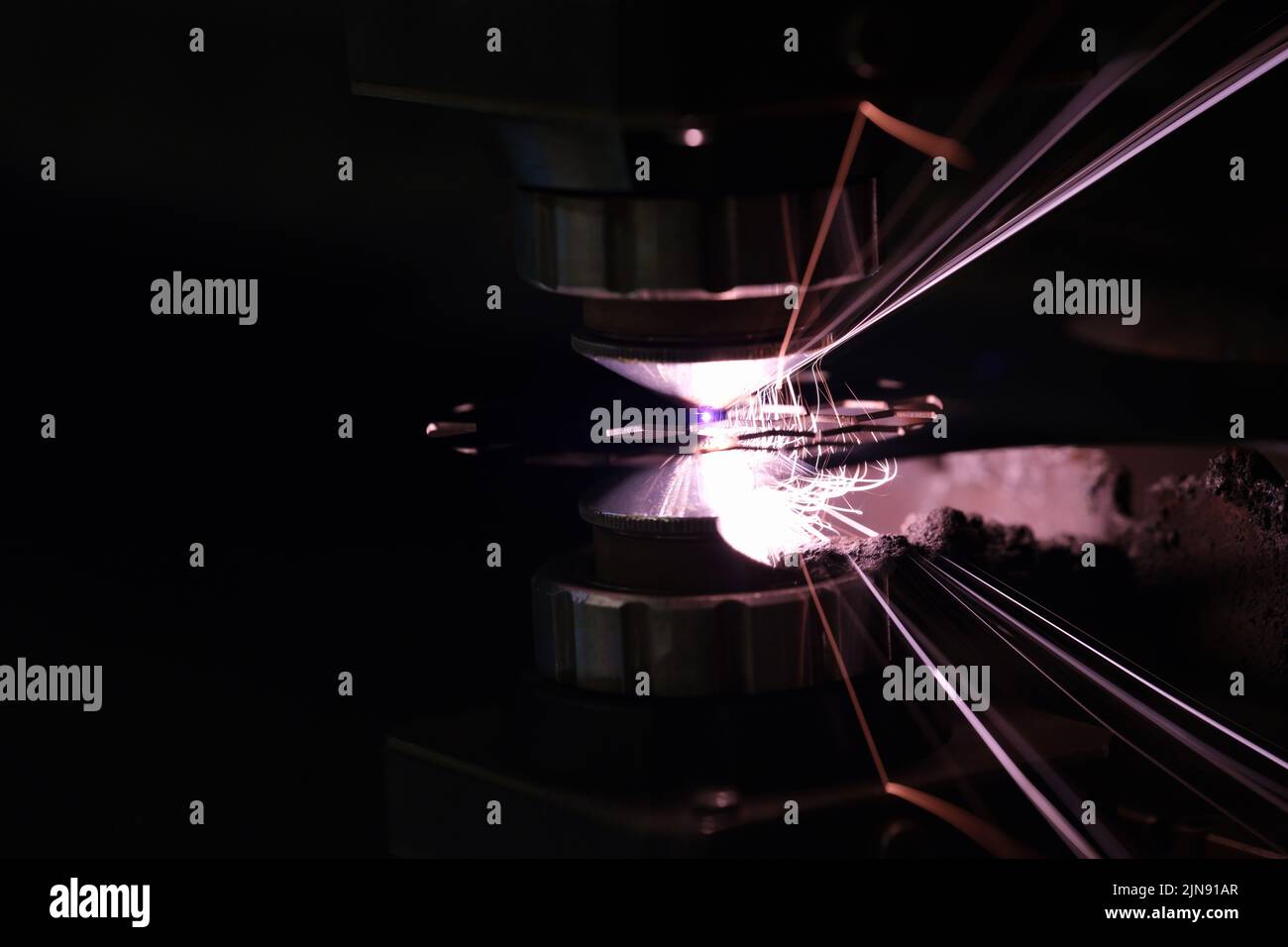CNC laser cutting metal modern industrial technology Stock Photo