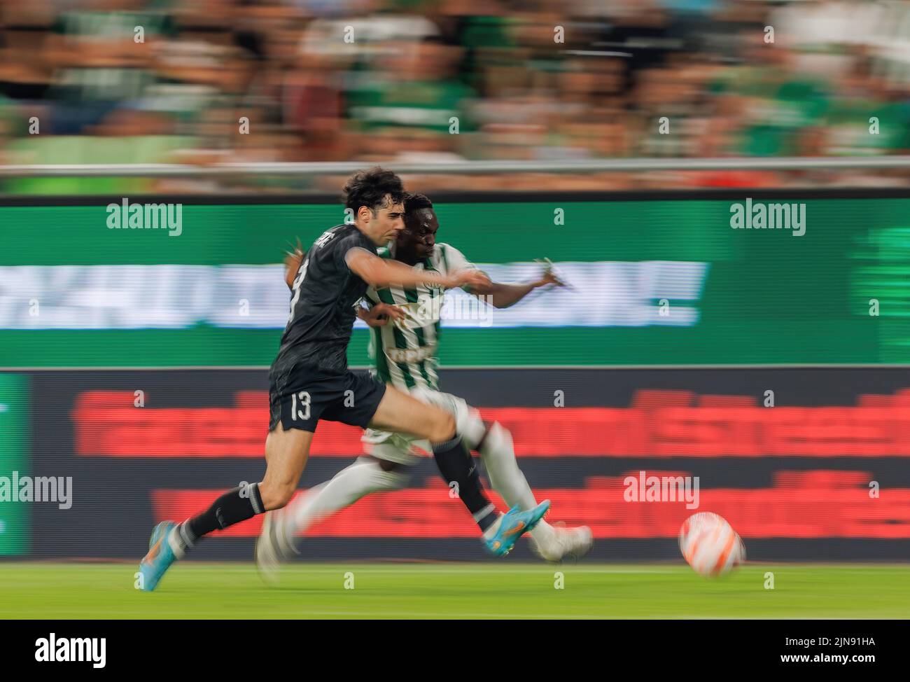 BUDAPEST, HUNGARY - JULY 13: Adama Traore of Ferencvarosi TC scores during  the UEFA Champions League 2022/23 First Qualifying Round Second Leg match  between Ferencvarosi TC and FC Tobol at Ferencvaros Stadium