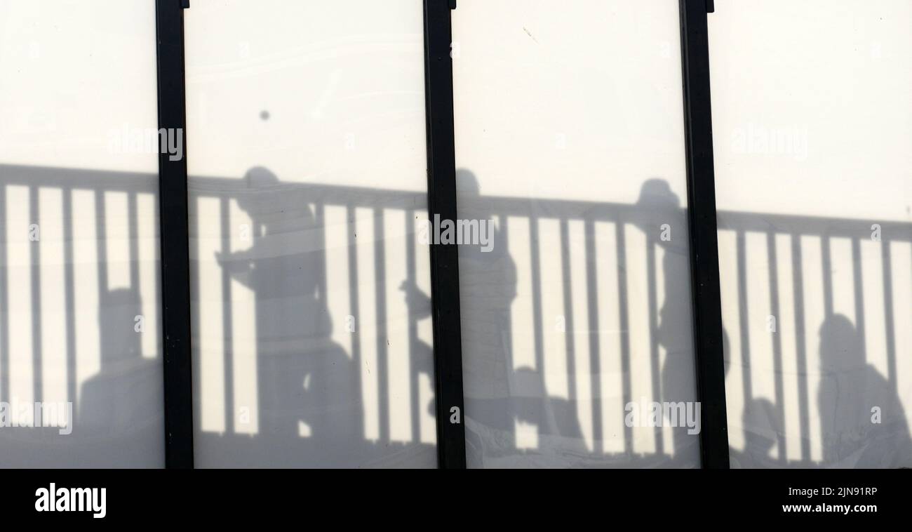 Jewish pilgrims climbing up to the Temple Mount on Tisha B'Av. Stock Photo