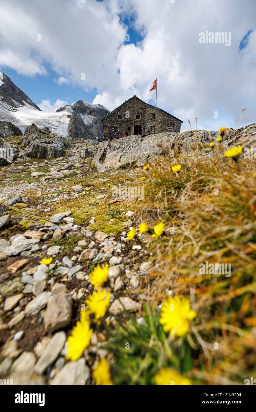 alpine hut Tierberglihütte SAC in the Bernese Alps Stock Photo