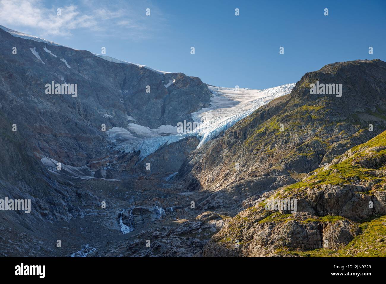 remains of the glacier of Steingletscher in the Bernese Alps Stock Photo