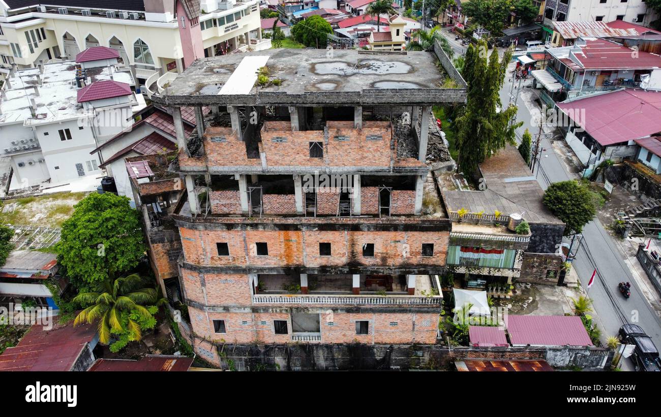 Aerial view of abandoned building Stock Photo - Alamy