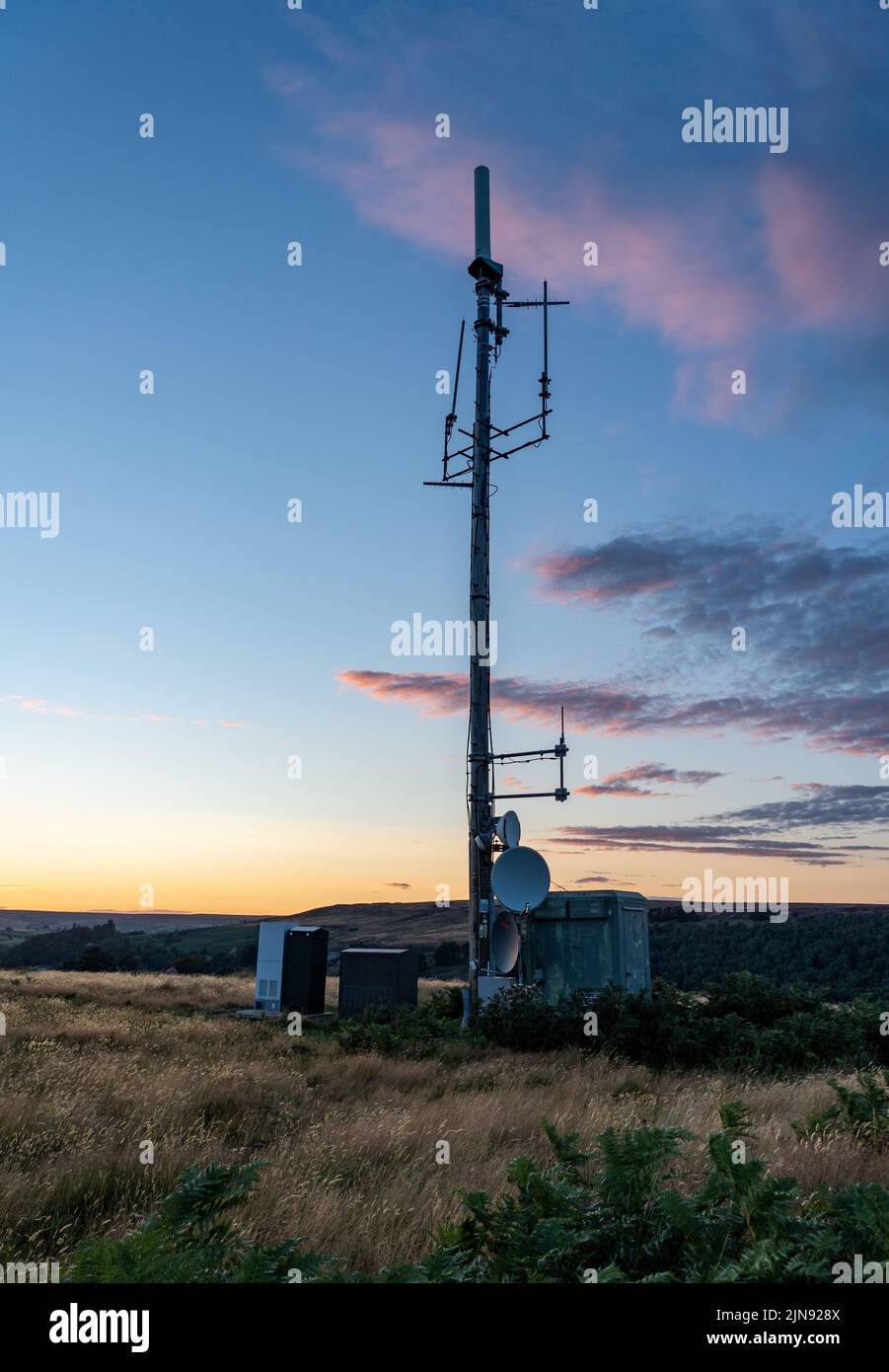 A telecoms installation on a hill between Castleton and Danby in the North York Moors Stock Photo