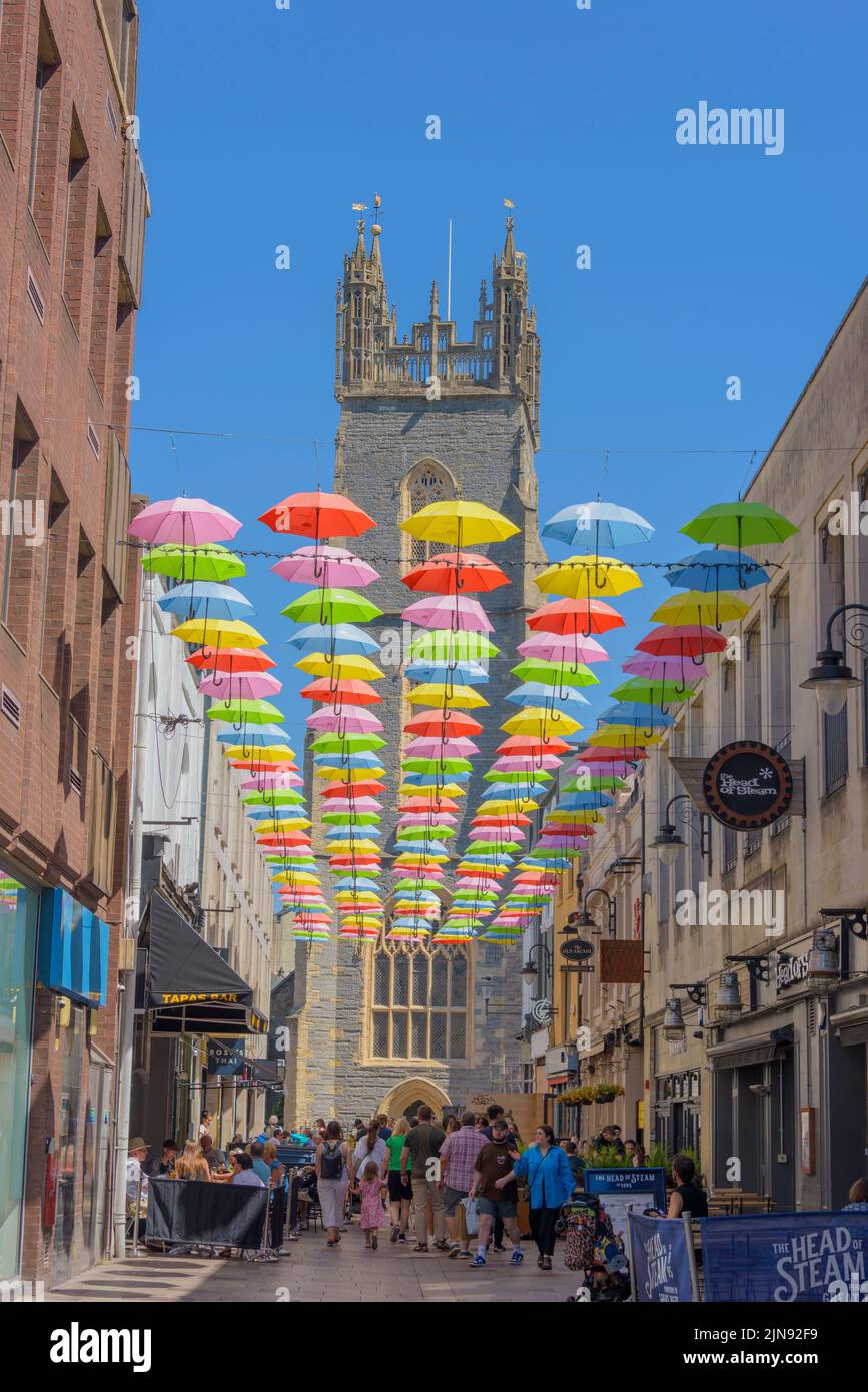 Nuerodiversity Umbrella Project Church St Cardiff. Credit Phillip