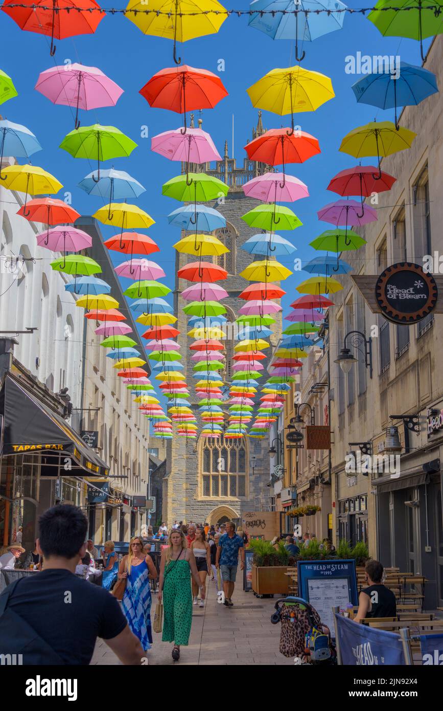 Nuerodiversity Umbrella Project Church St Cardiff. Credit Phillip