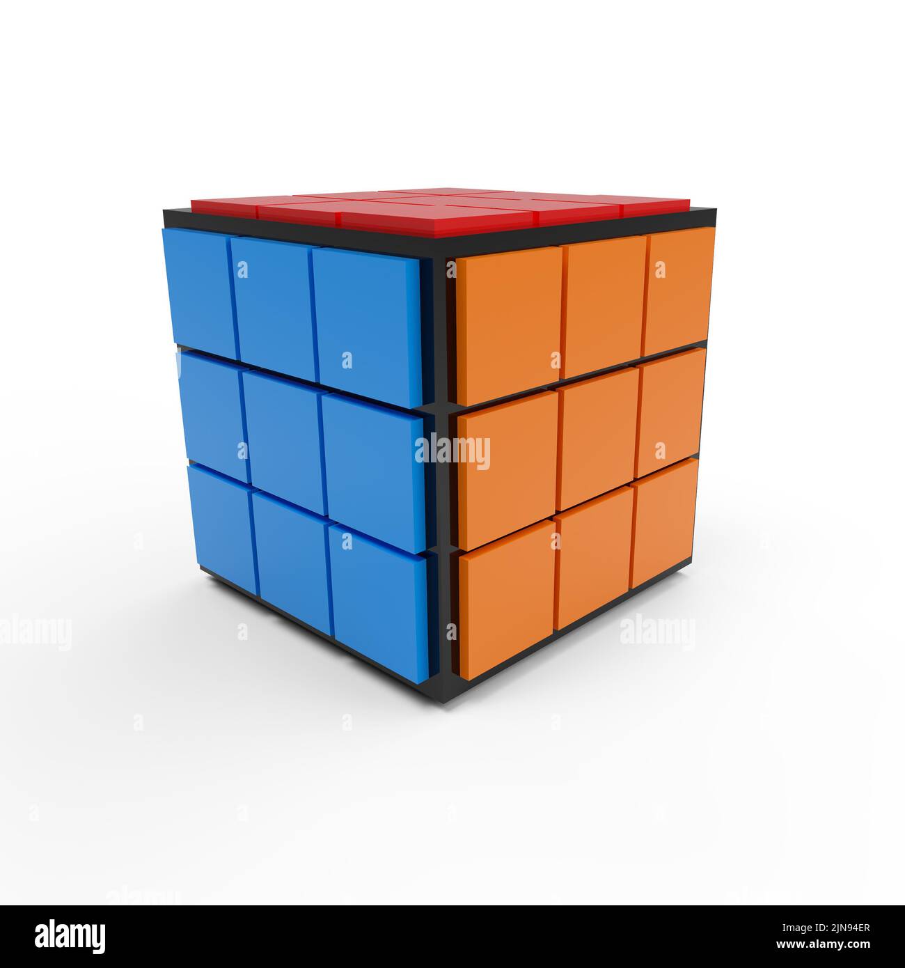 Rubik Cube 3D Render on a transparent background. Stock Photo