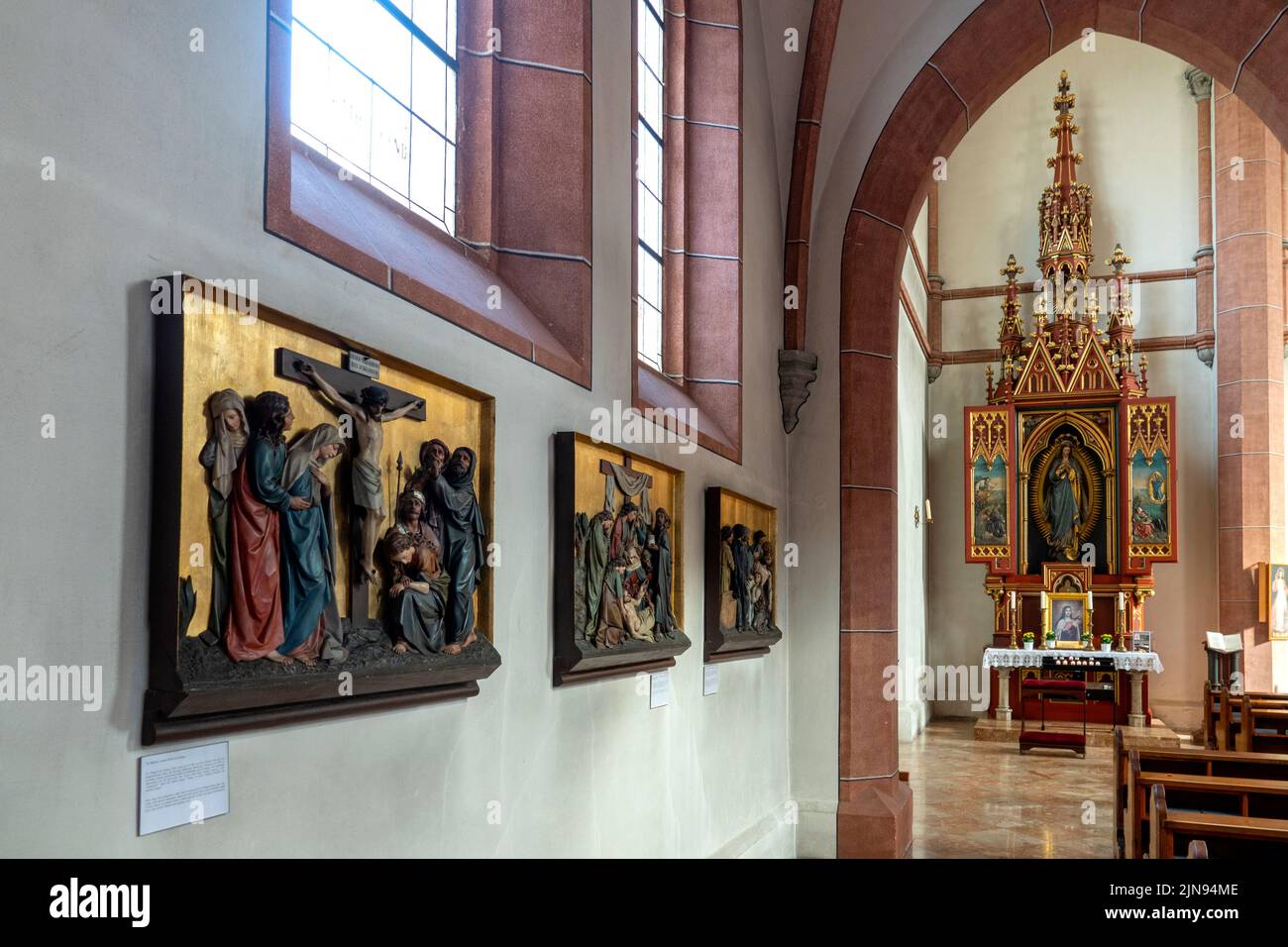 Altar dedicated to the Virgin Mary in the Nikolaikirche, Villach Austria Stock Photo