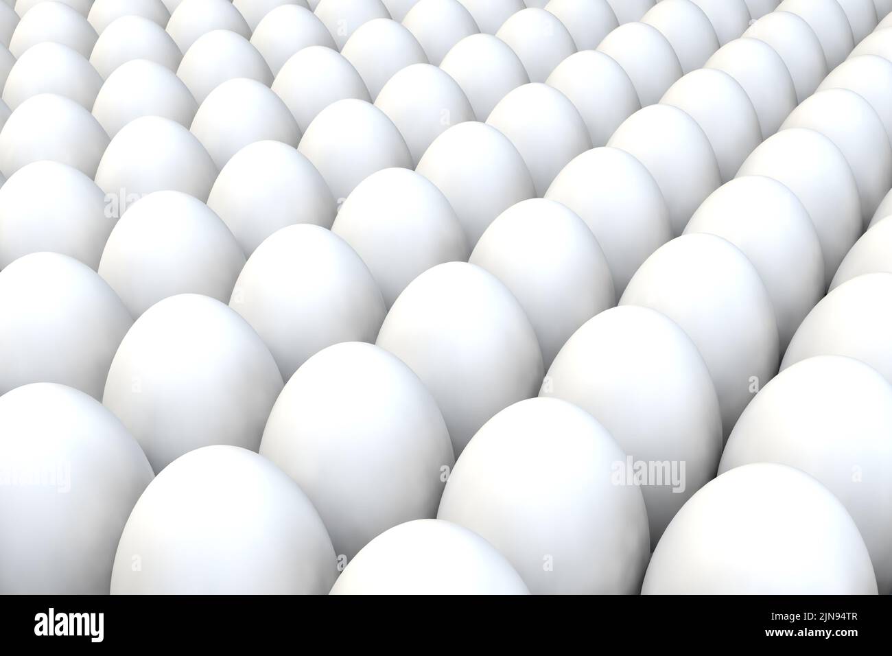 Many chicken eggs. 3d render realistic background. Stock Photo