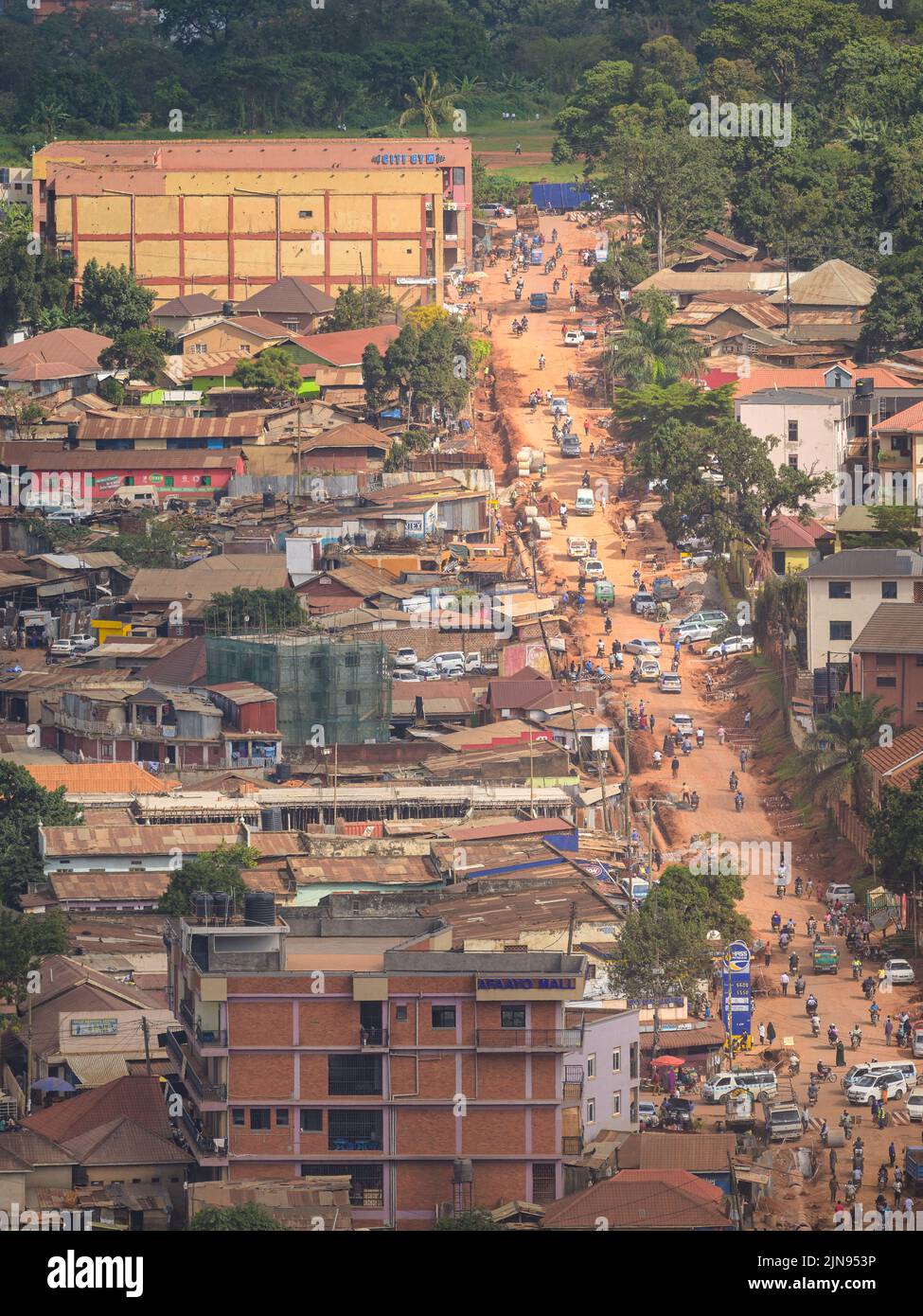 Kampala, Uganda - May 20, 2022: Busy street in Kampala in June, aerial ...