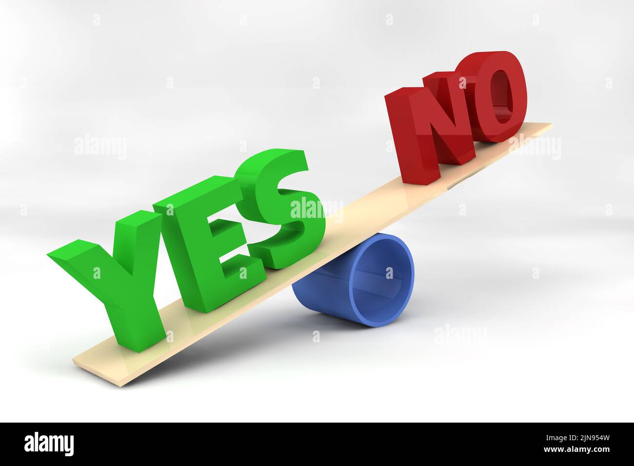 Creative concept about choice. Yes or no, balancing. 3D render. Stock Photo