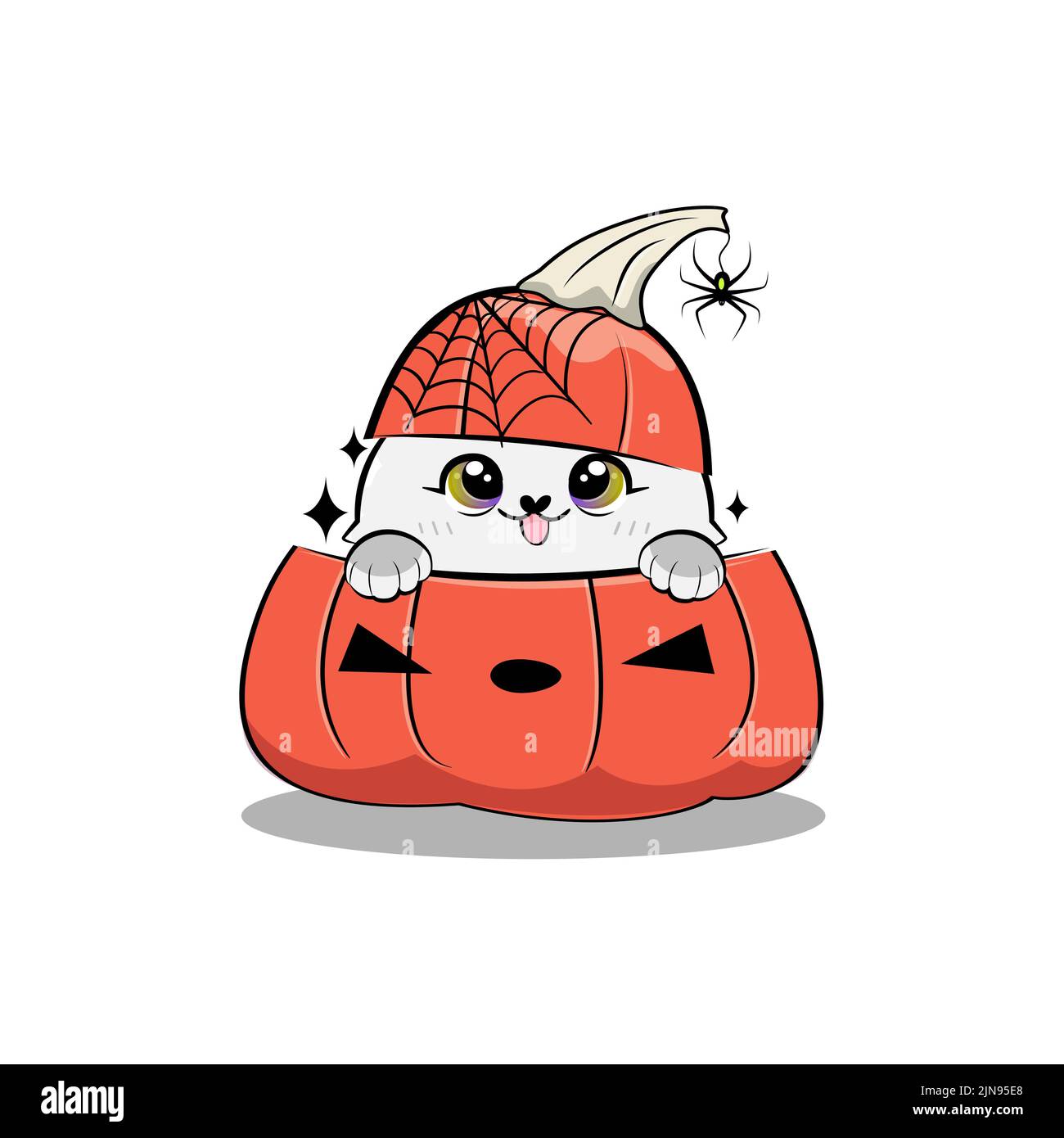 Cute halloween cat in cartoon style. Vector stock illustration Stock ...