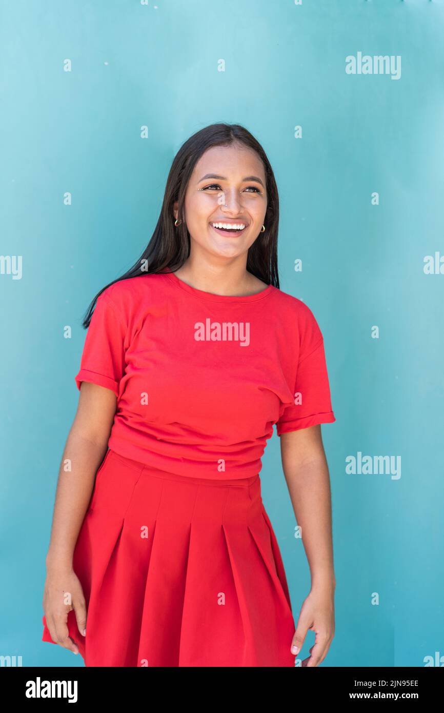 Portrait of young woman standing on the Park Stock Photo - Alamy