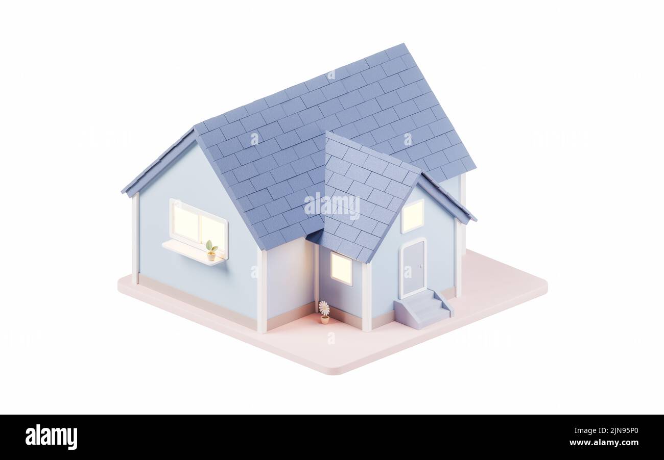 3D cartoon house, residence house, 3d rendering. Computer digital ...
