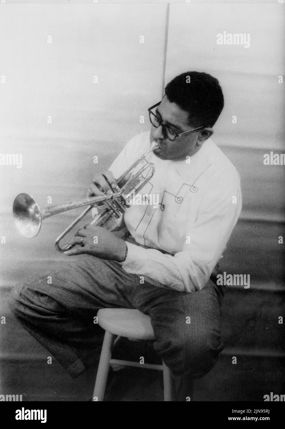 USA -- 02 Dec 1955 -- Portrait of the jazz musician Dizzy Gillespie (John Birks) -- Picture by Carl van Vechten/Atlas Photo Archive Stock Photo